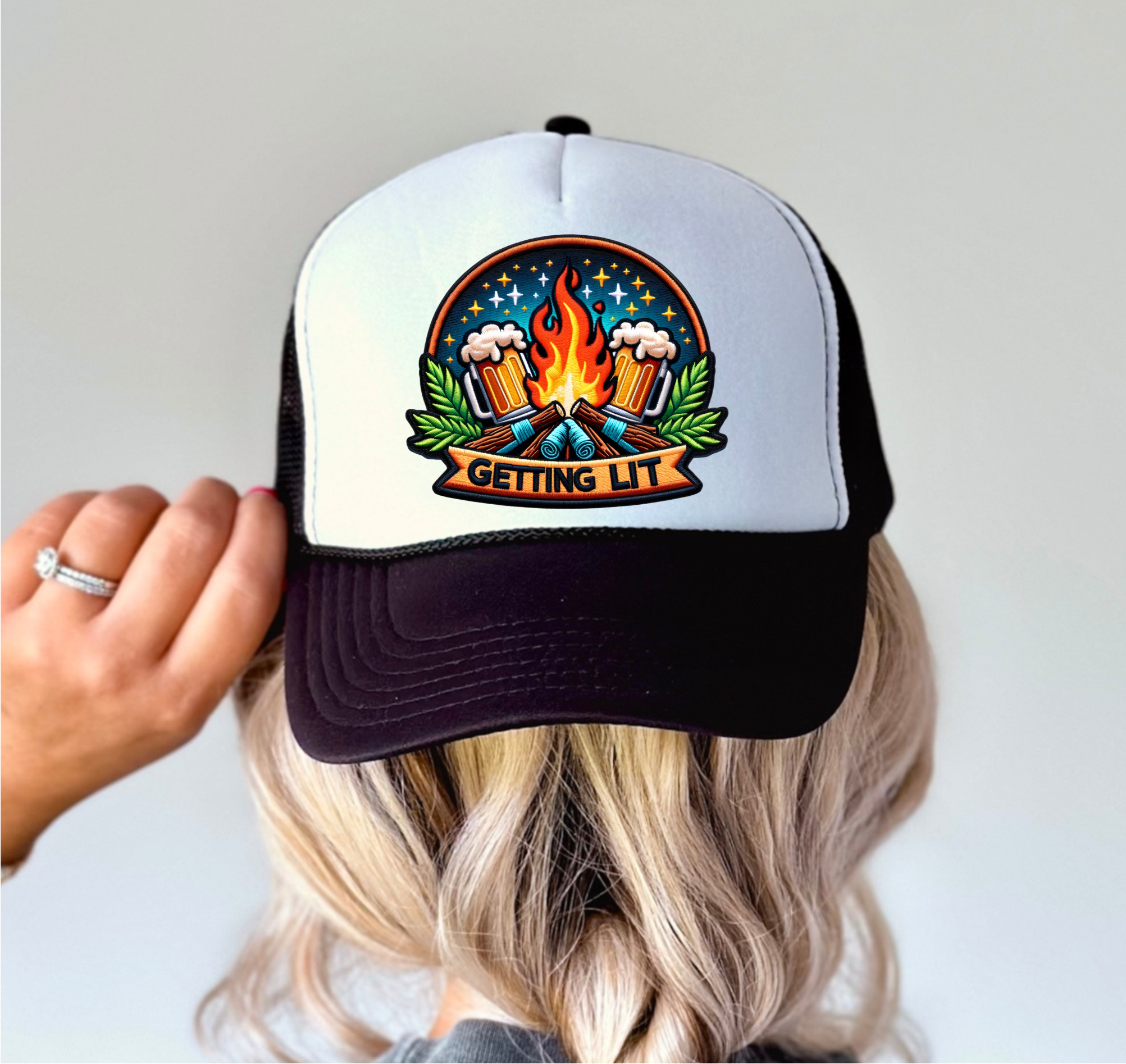 Let's Get Lit - Trucker Hat Patch - Faux Embroidery