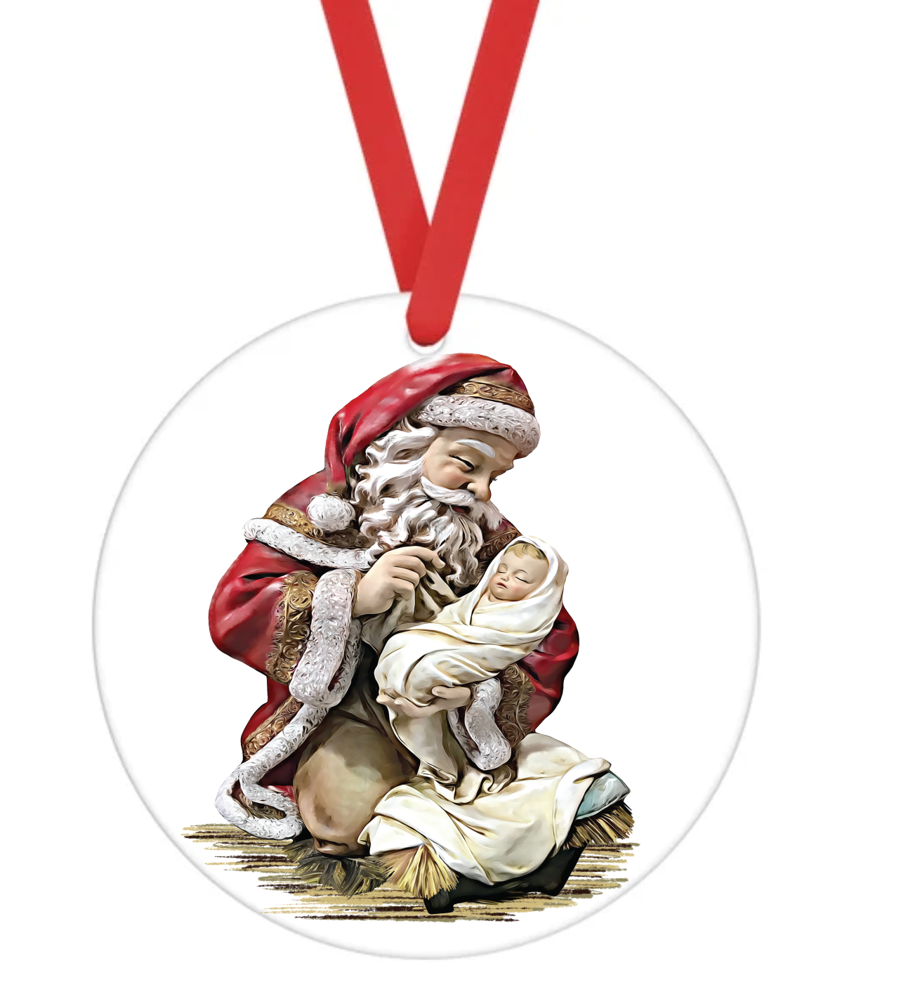 Santa Holding Baby - Christmas Ornament -  UV DTF Decals
