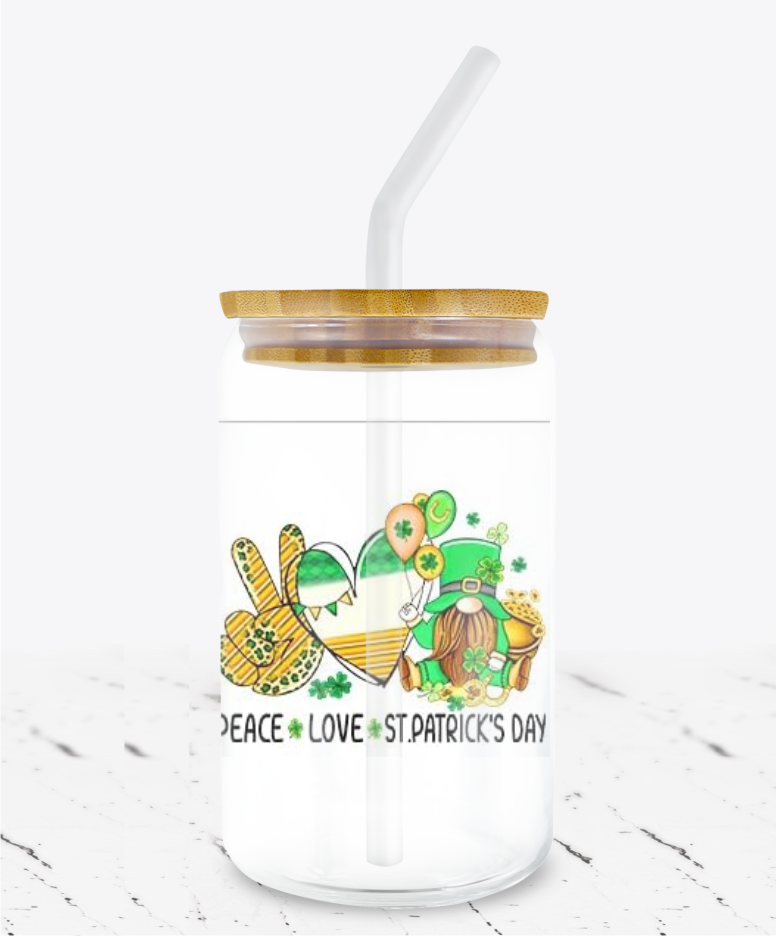 Peace Love St. Patrick's Day -  UV DTF Decals