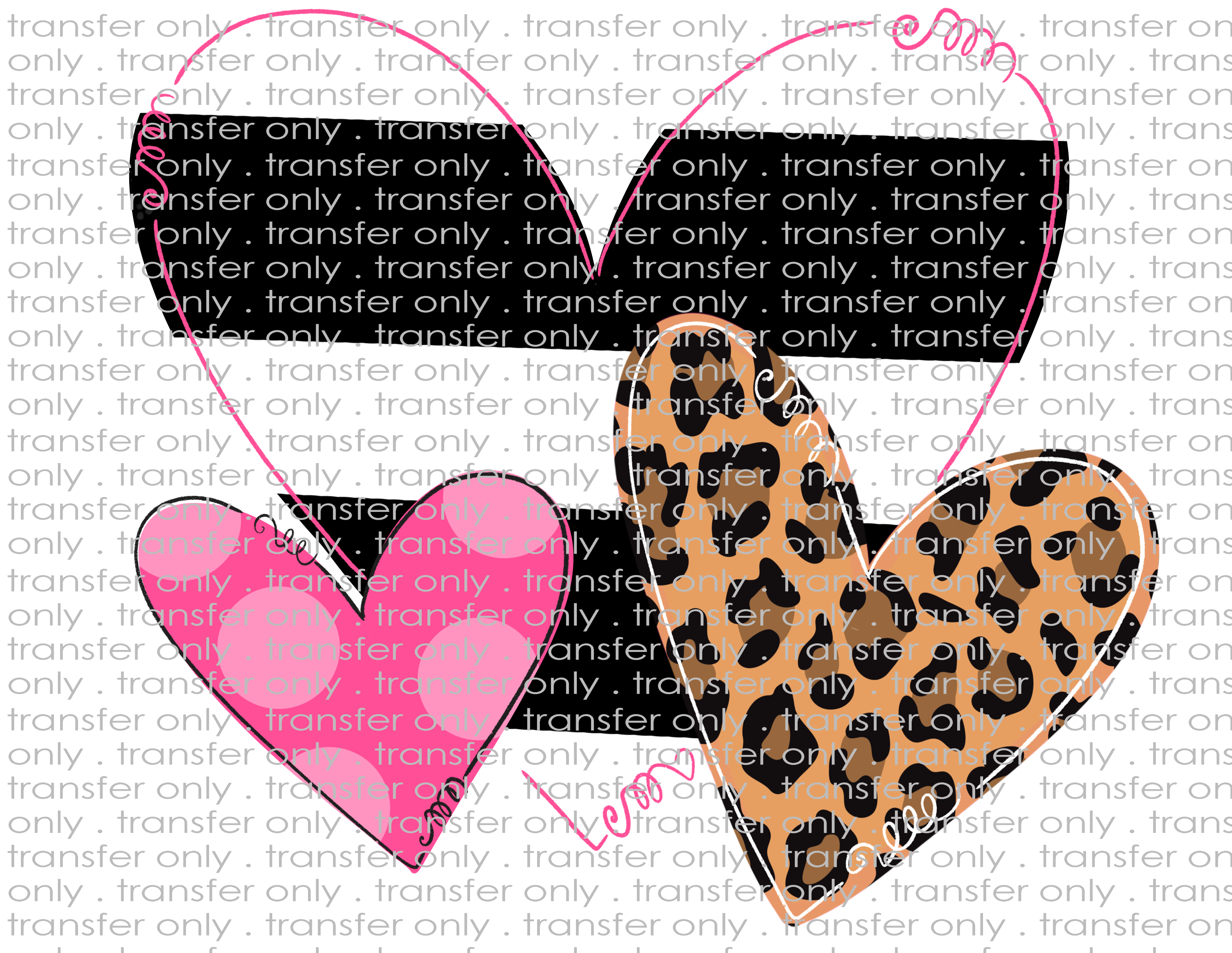 3 Hearts Valentines - Waterslide, Sublimation Transfers