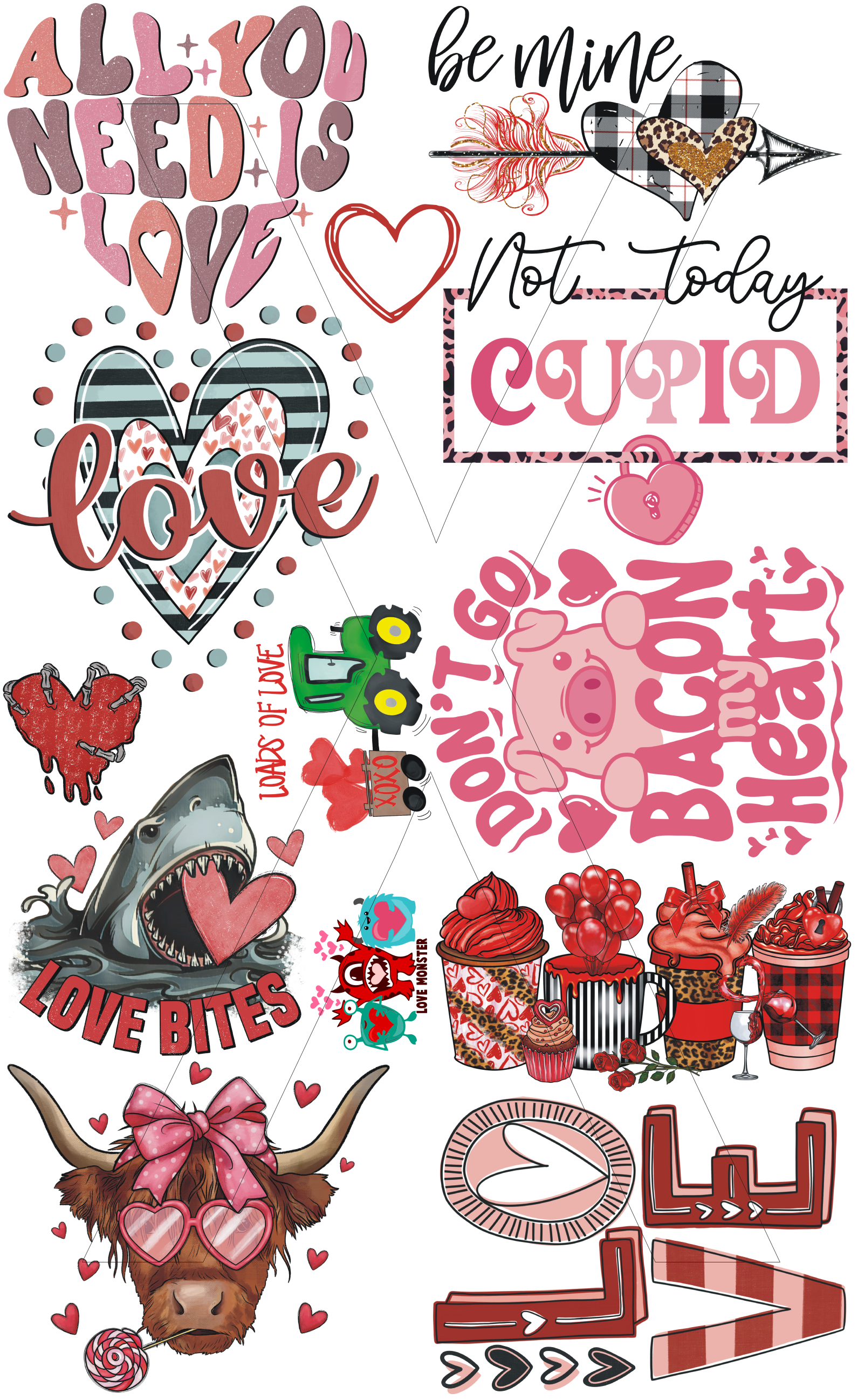 Valentine's Gang Sheet - DTF Transfer