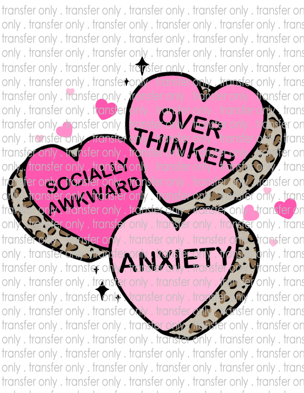 Anxiety Over Thinker Hearts - Waterslide, Sublimation Transfers