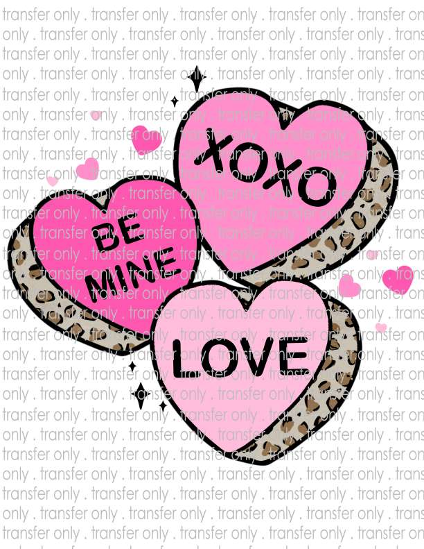 XOXO Be Mine Hearts - Waterslide, Sublimation Transfers
