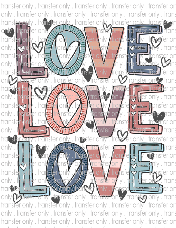 LOVE LOVE LOVE - Waterslide, Sublimation Transfers