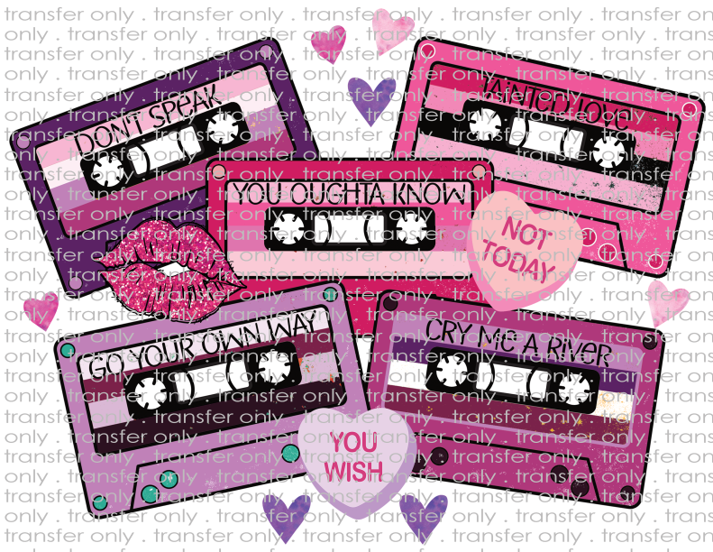 Anti-Valentine Mix Tapes - Waterslide, Sublimation Transfers