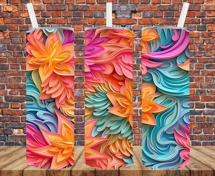 3D Floral - Tumbler Wrap - Sublimation Transfers