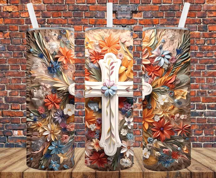 Beautiful Cross - Tumbler Wrap - Sublimation Transfers