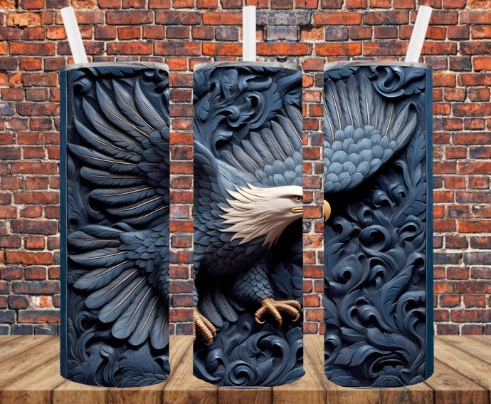 3D Effect Eagle - Tumbler Wrap - Sublimation Transfers