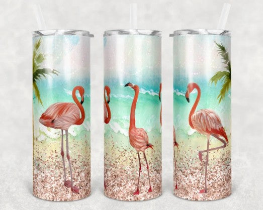 Beach Flamingo - Tumbler Wrap Sublimation Transfers