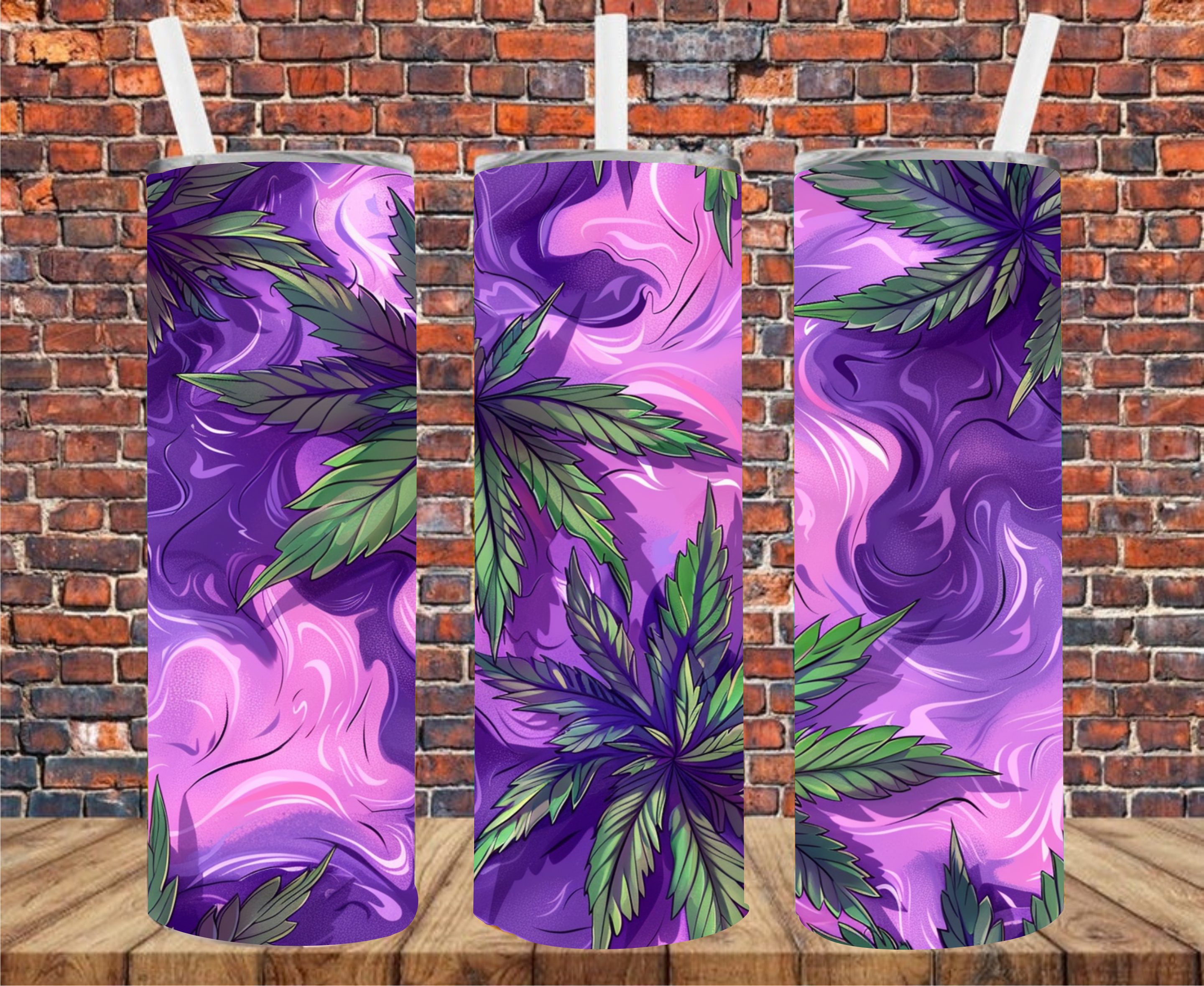 Trippy Weed Leaf - Tumbler Wrap - Vinyl Transfers