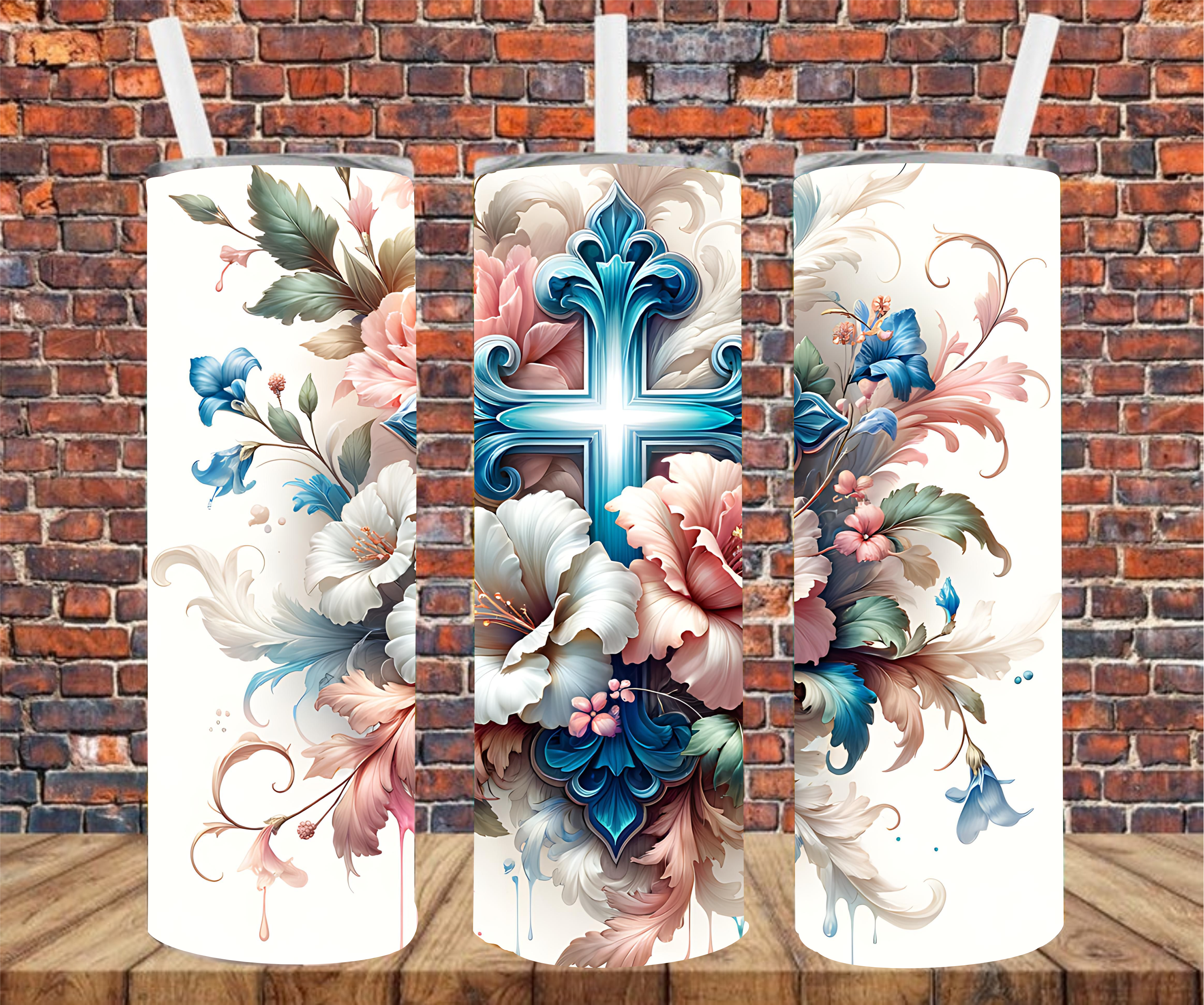 Beautiful Cross - Tumbler Wrap - Sublimation Transfers