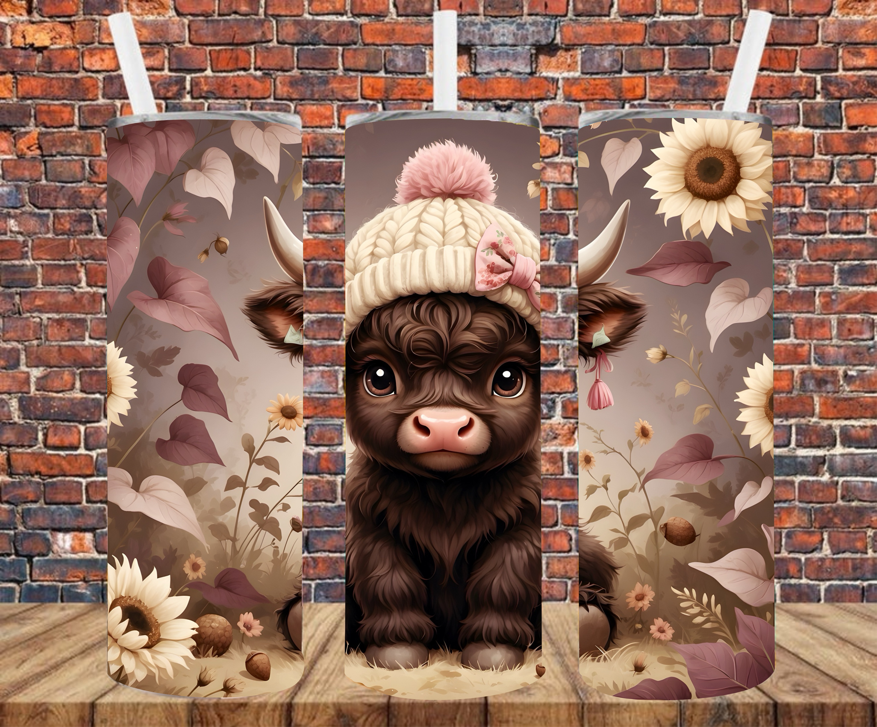 Winter Country Cow - Tumbler Wrap - Sublimation Transfers