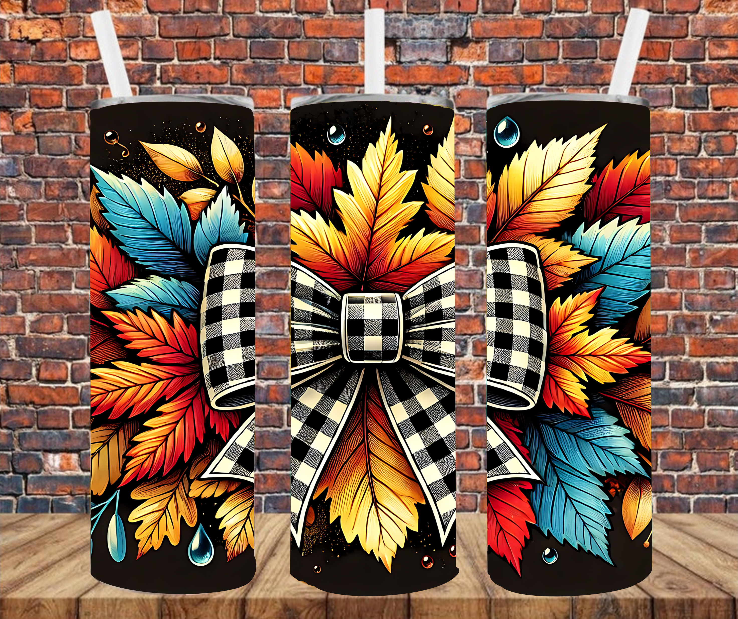 Autumn Bow - Tumbler Wrap - vinyl Transfers