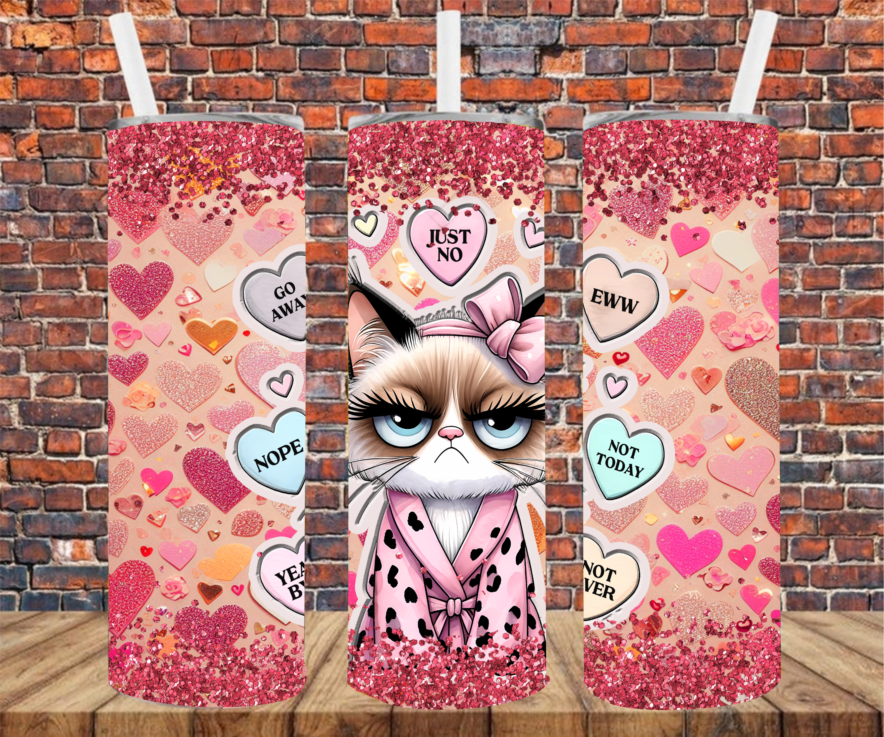 Cat Anti-Valentine - Tumbler Wrap - Sublimation Transfers