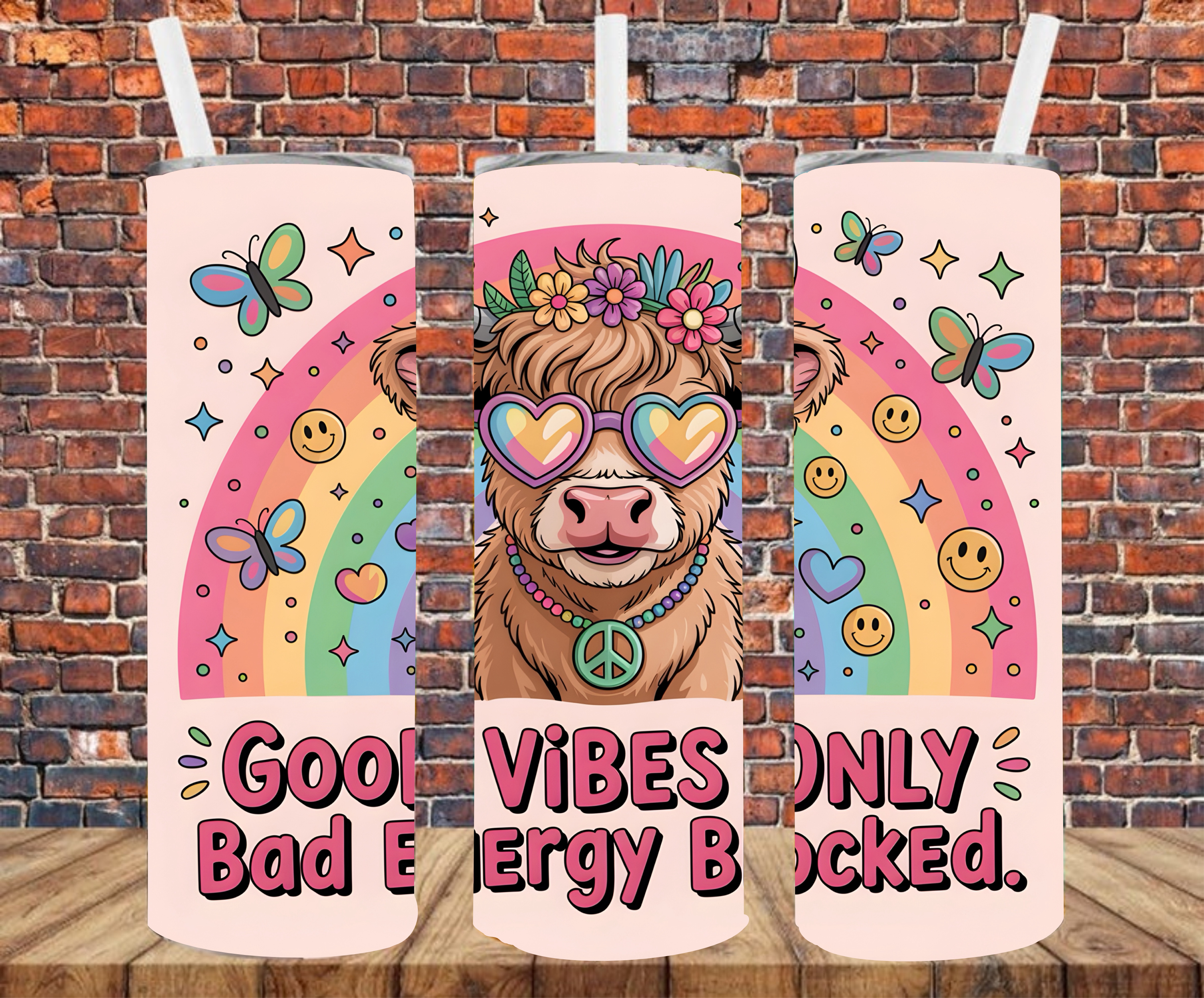 Good Vibes Only. Bad Energy Blocked - Tumbler Wrap - Sublimation Transfers
