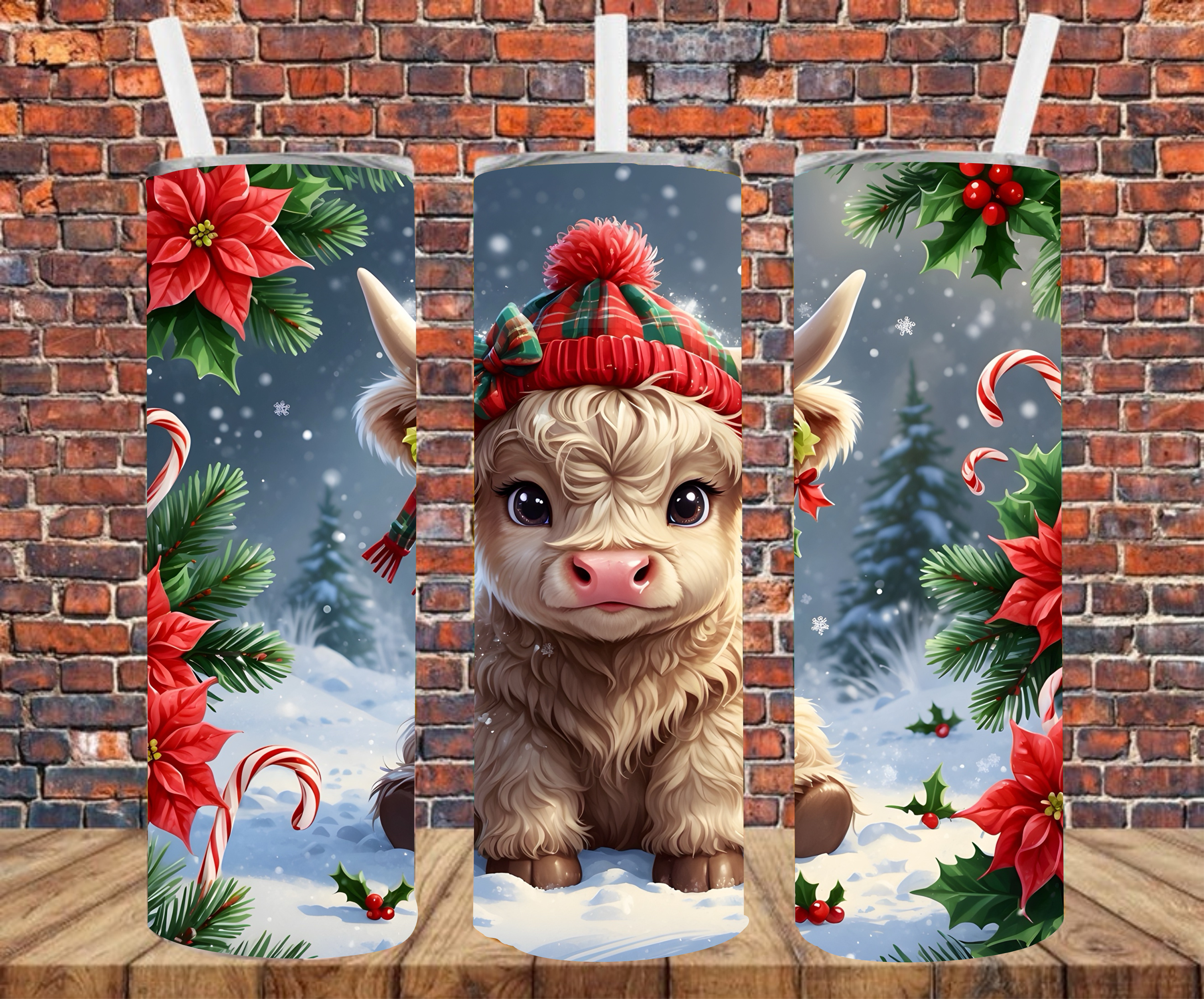 Christmas Cow - Tumbler Wrap - Sublimation Transfers