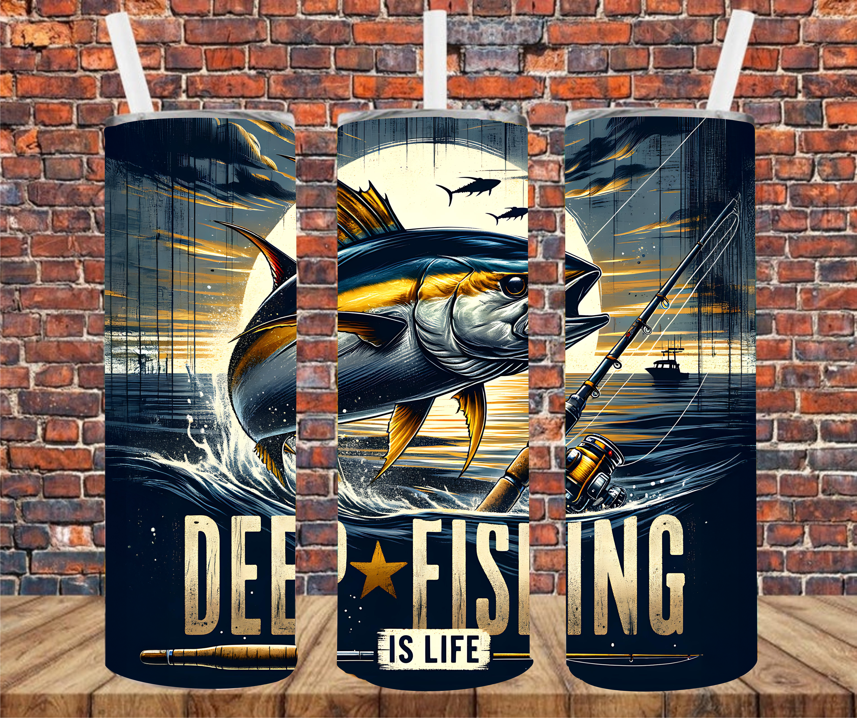Deep Fishing Is Life - Tumbler Wrap - Sublimation Transfer