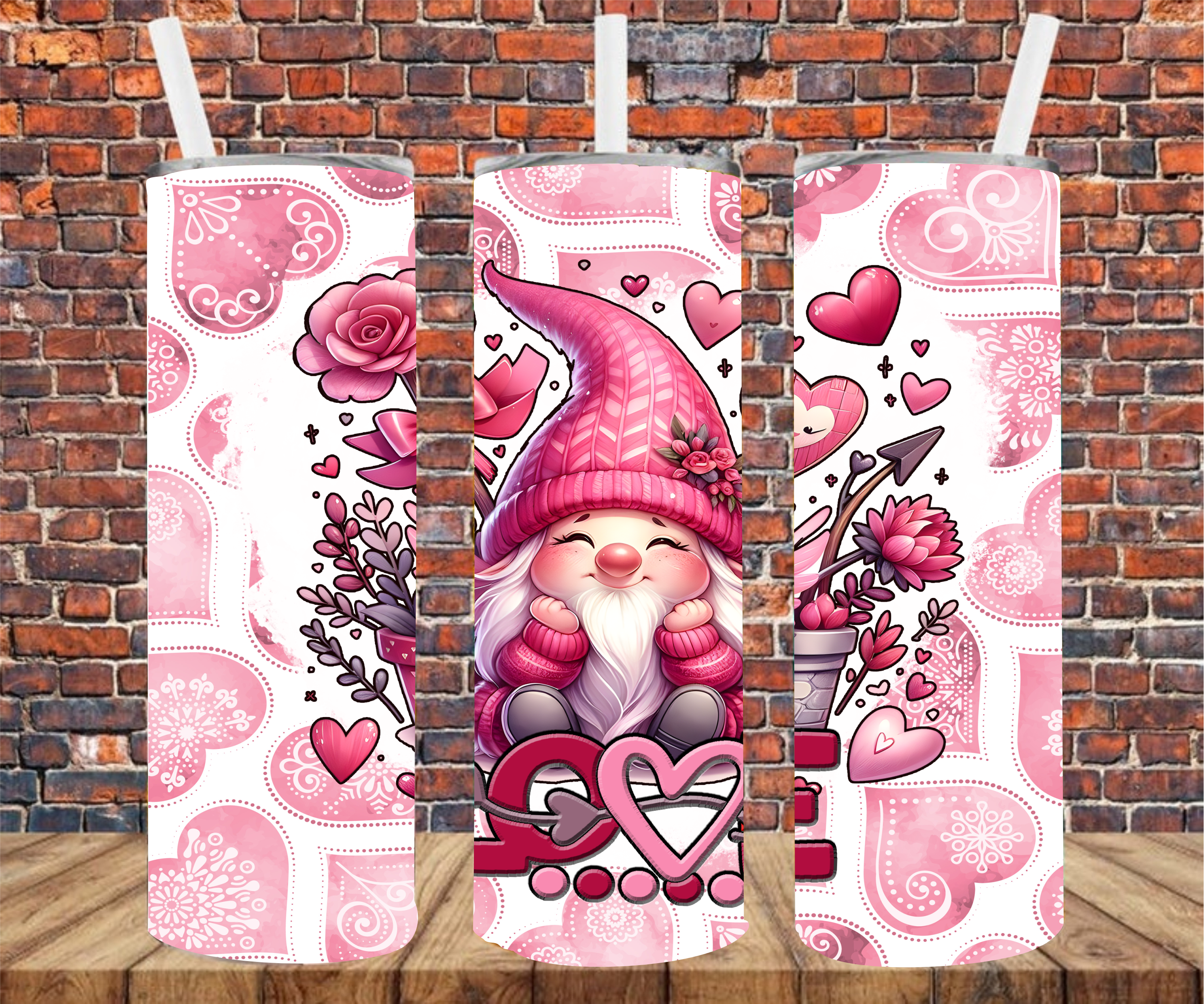 Valentine's Gnome - Tumbler Wrap - Sublimation Transfers