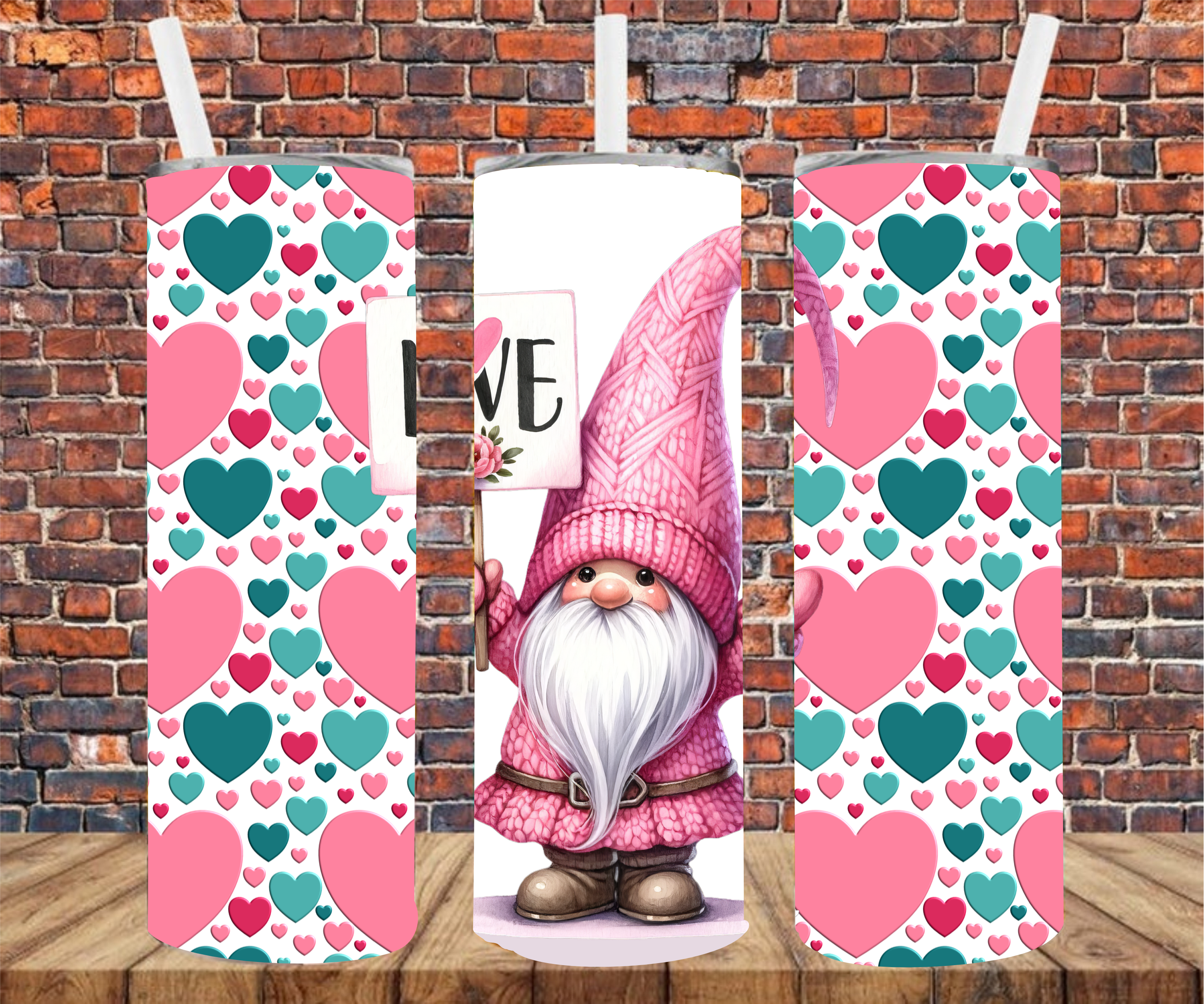 Valentine's Gnome - Tumbler Wrap - Sublimation Transfers