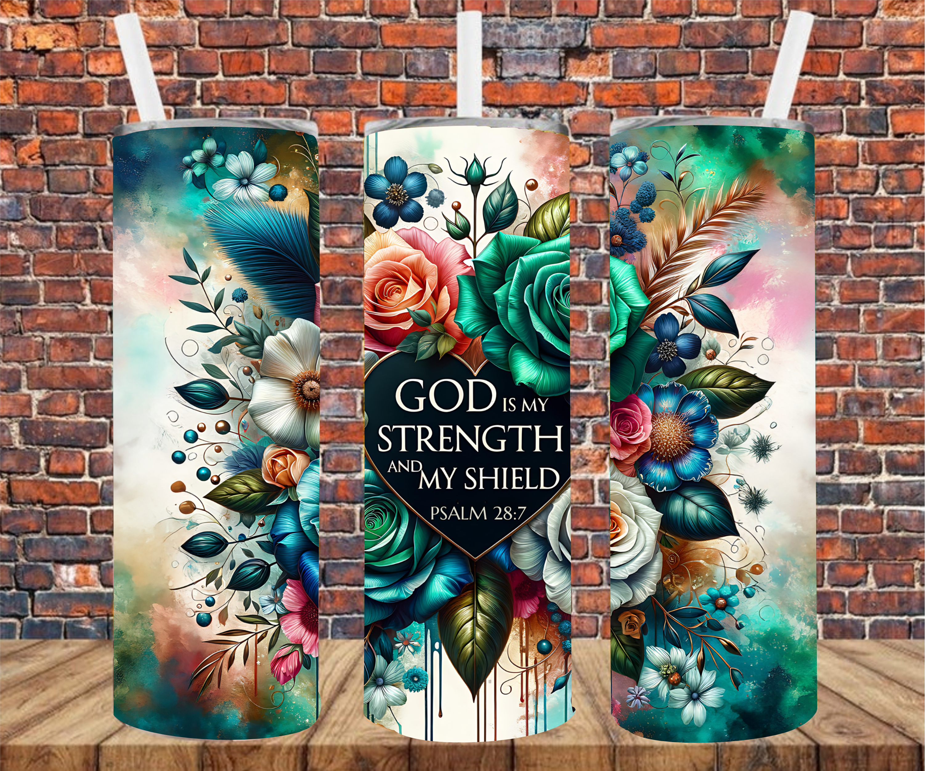 God Is My Strength & Shield - Tumbler Wrap - Sublimation Transfers