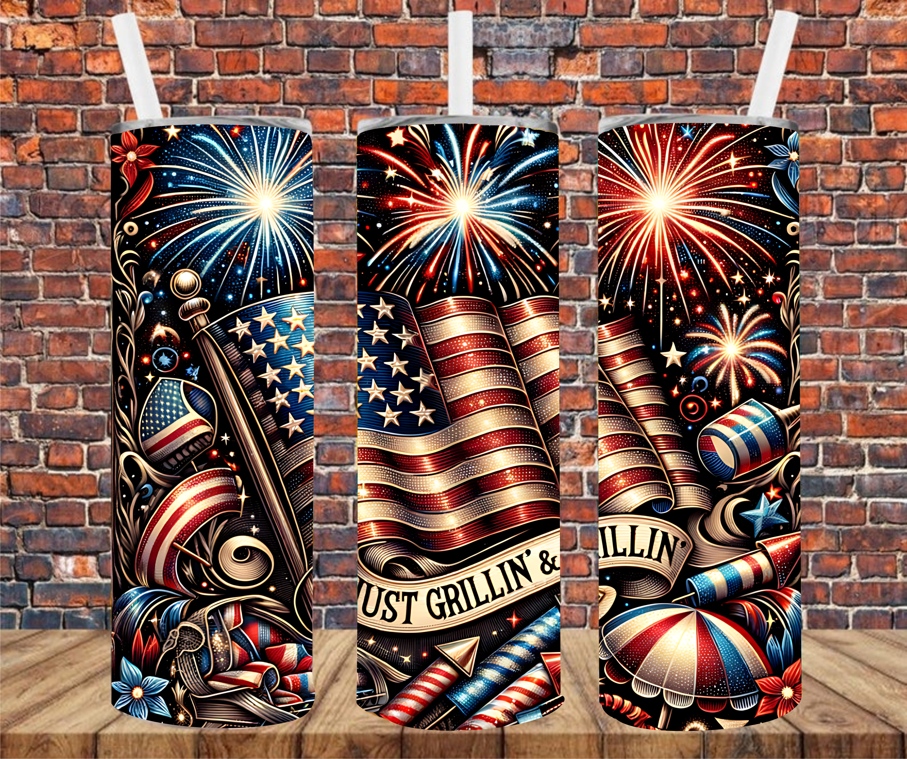 Just Grillin & Chillin- Tumbler Wrap - Sublimation Transfer