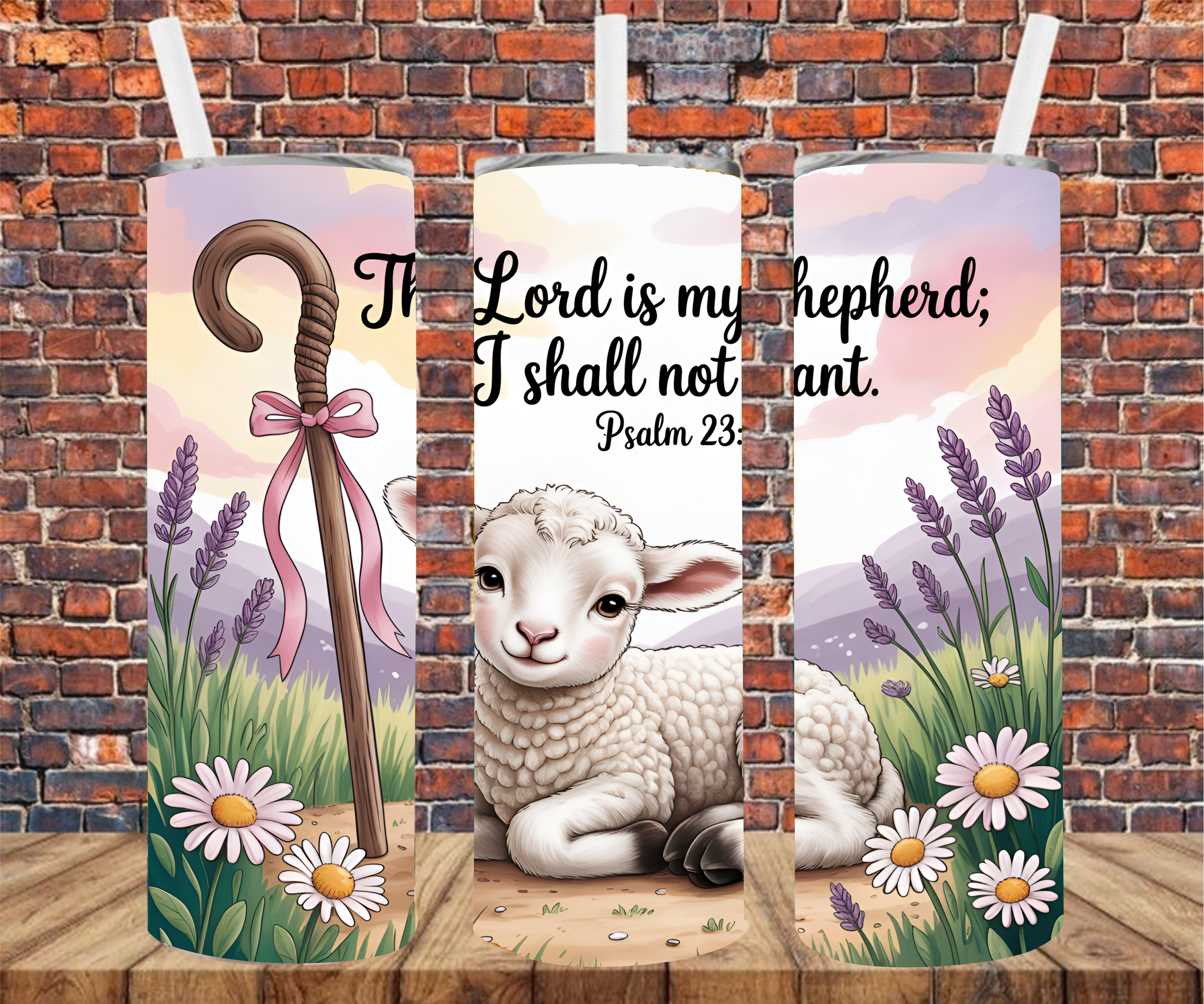 The Lord Is My Shepherd, I Shall Not Want, Psalms 23 - Tumbler Wrap - Sublimation Transfers