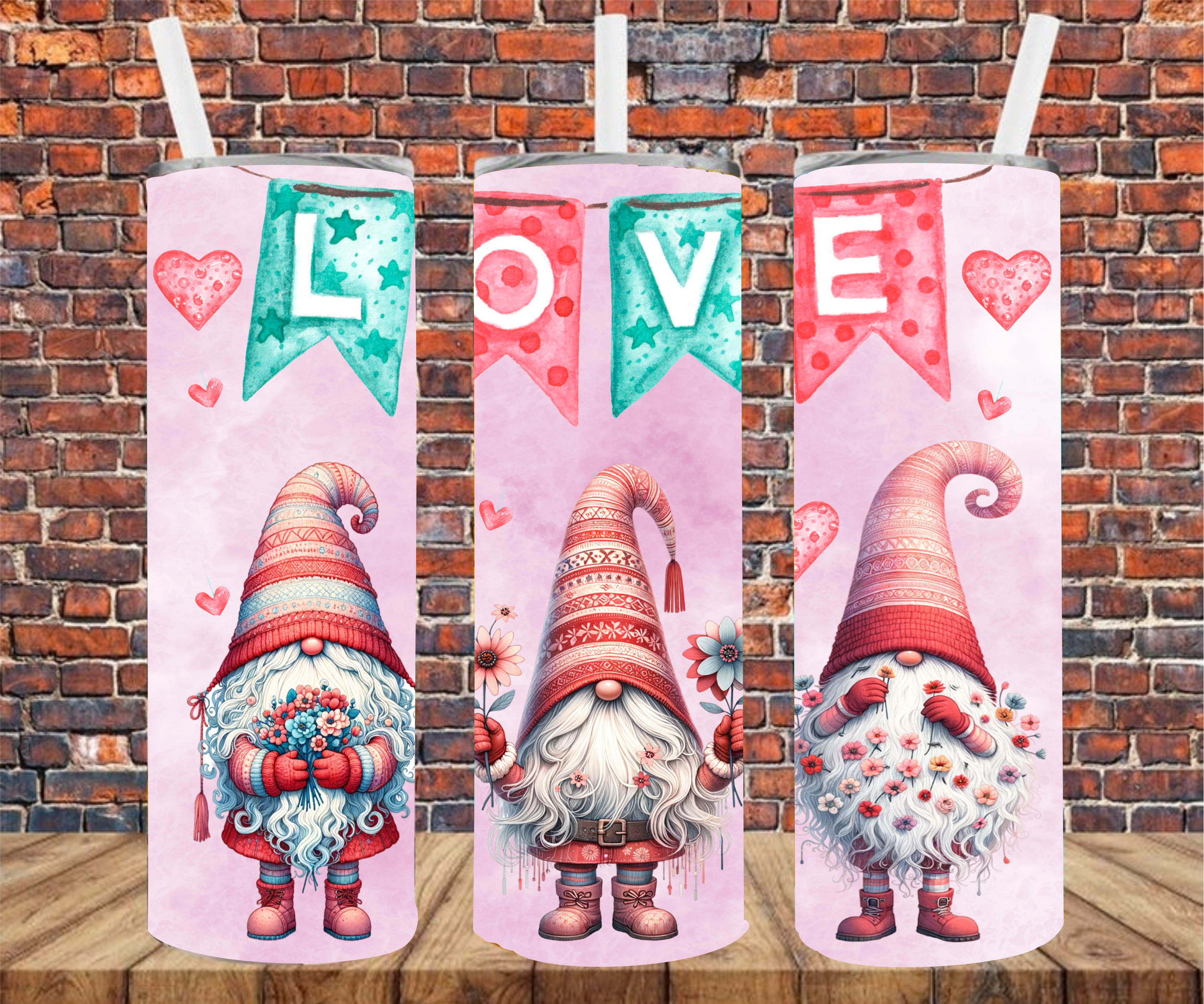 LOVE Banner Gnomes - Tumbler Wrap - Sublimation Transfers