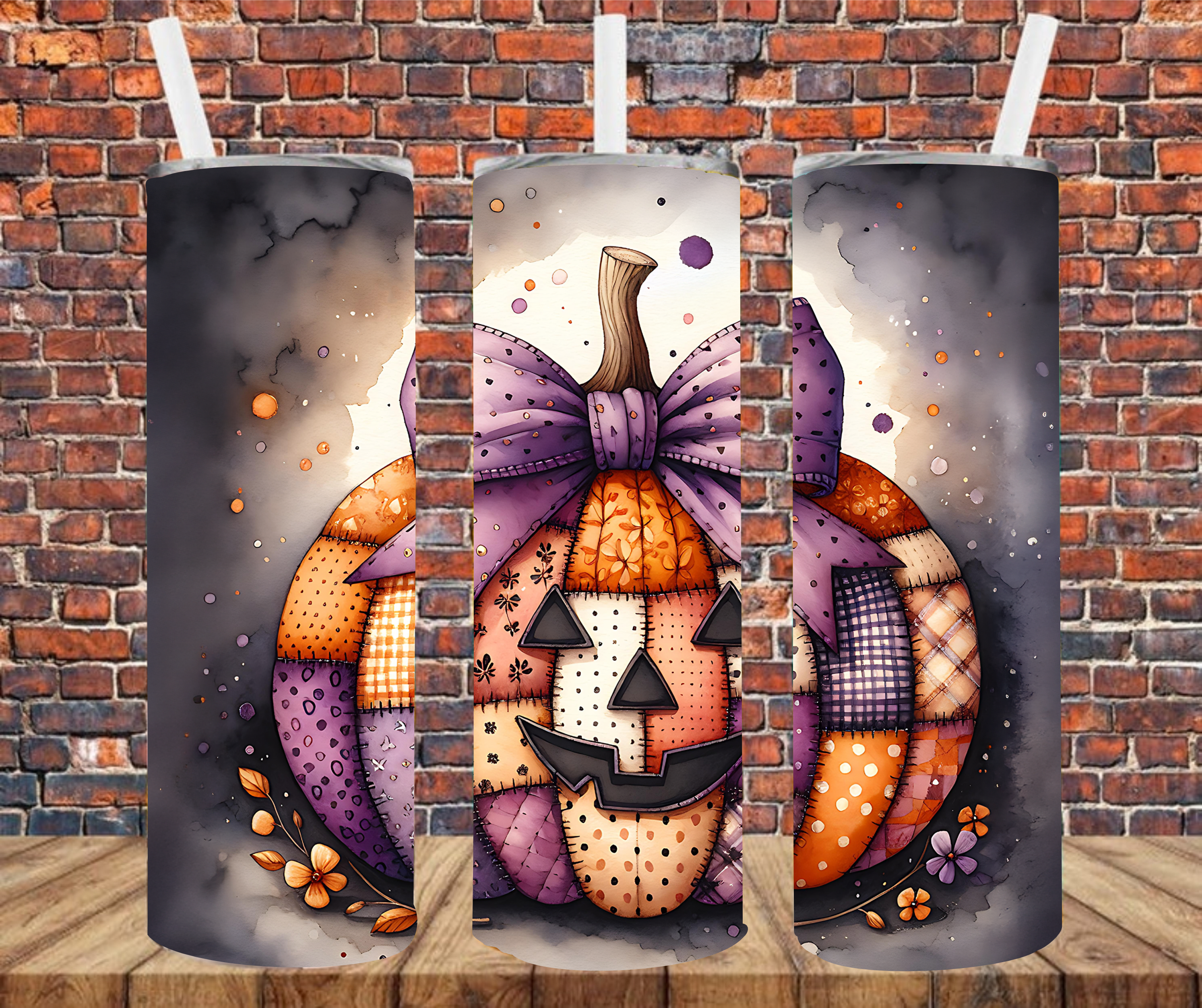 Patchwork Pumpkin - Tumbler Wrap - vinyl Transfers
