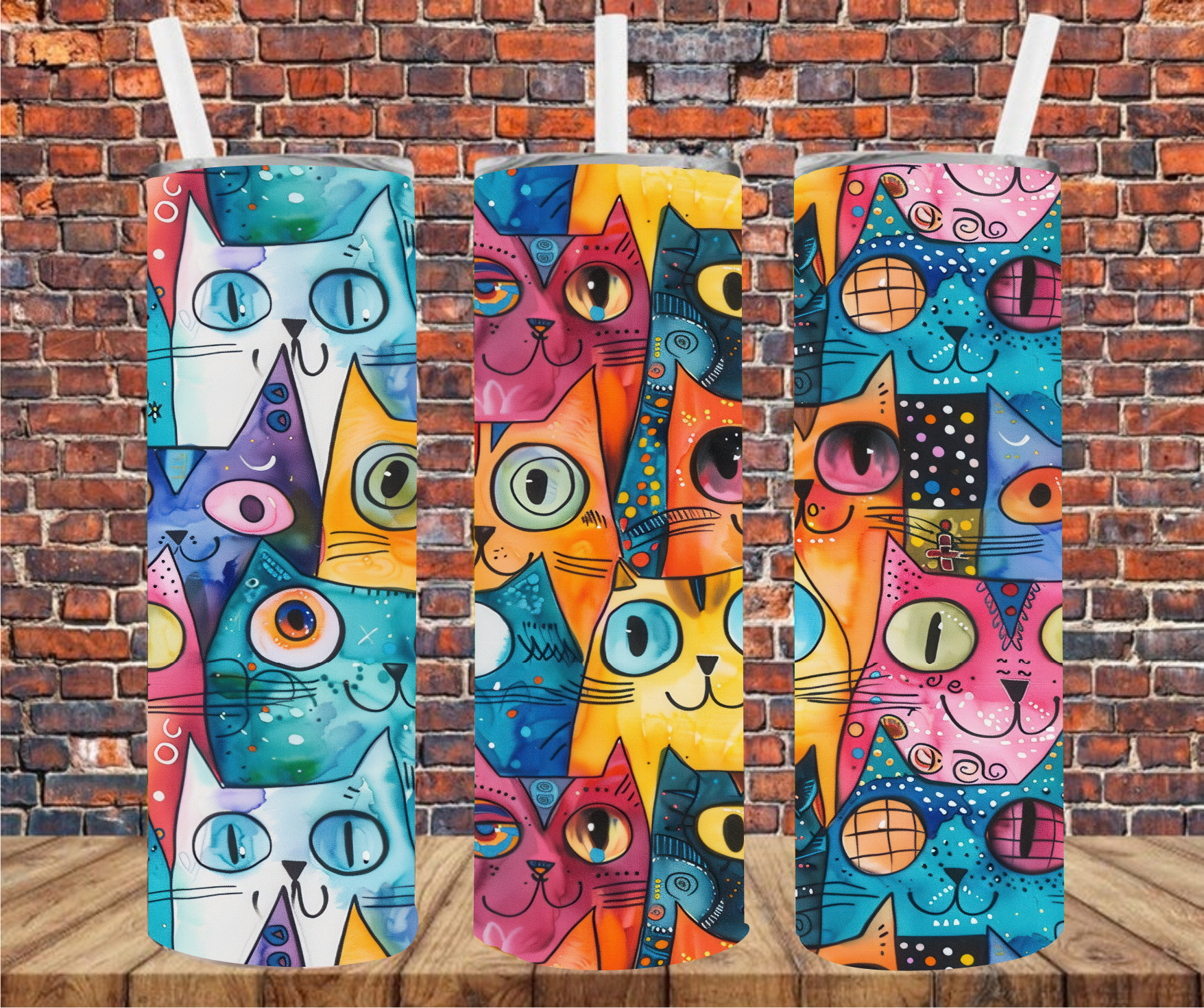 Abstract Cats - Tumbler Wrap - Sublimation Transfer