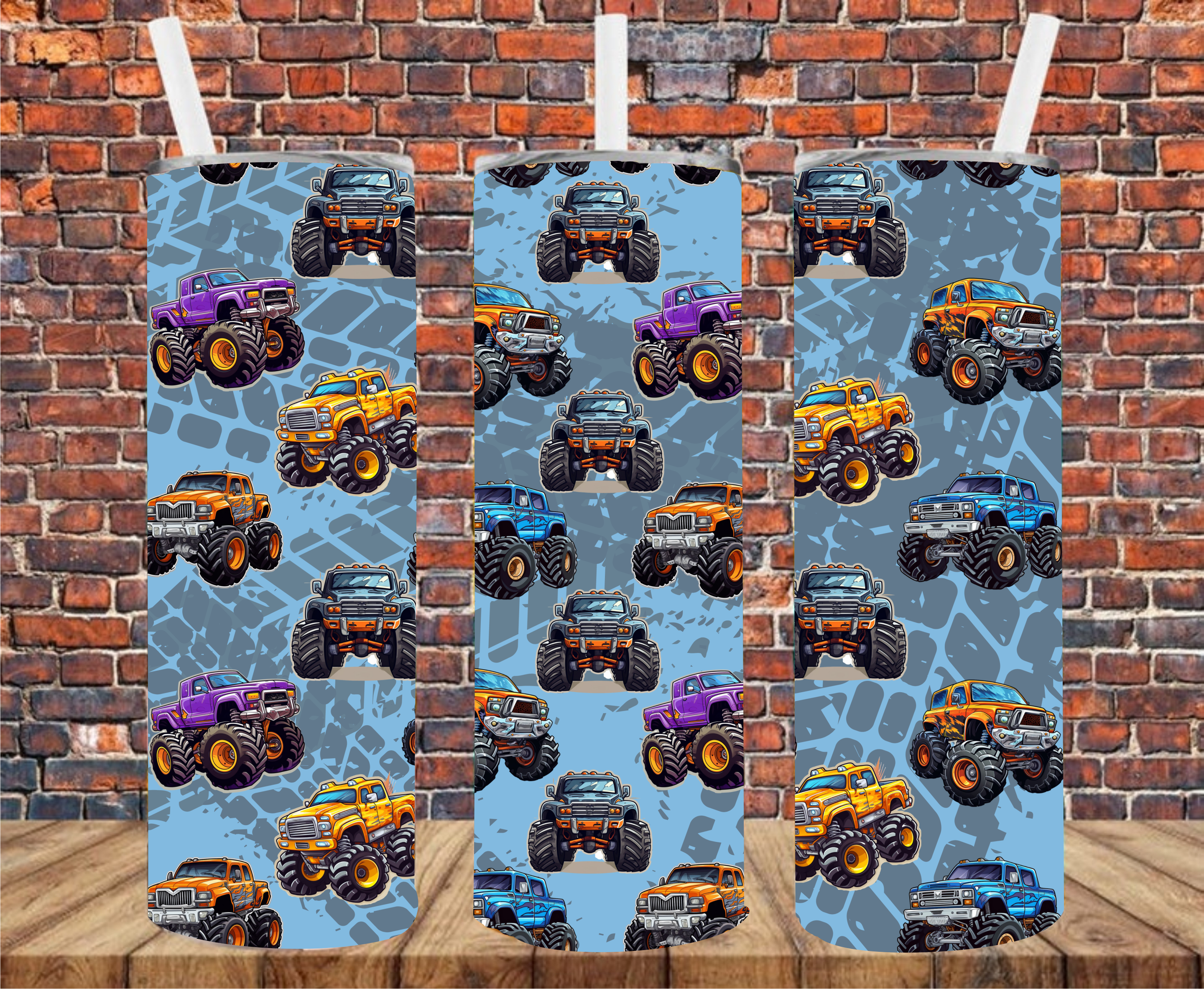 Monster Trucks - Tumbler Wrap - Sublimation Transfer