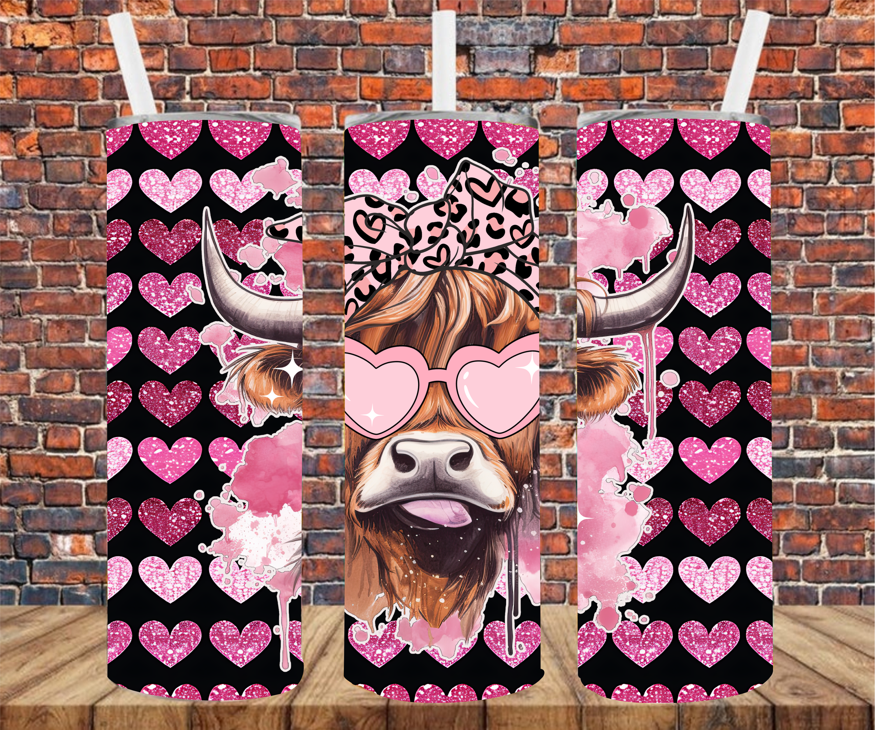 Valentine's Cow - Tumbler Wrap - Sublimation Transfers