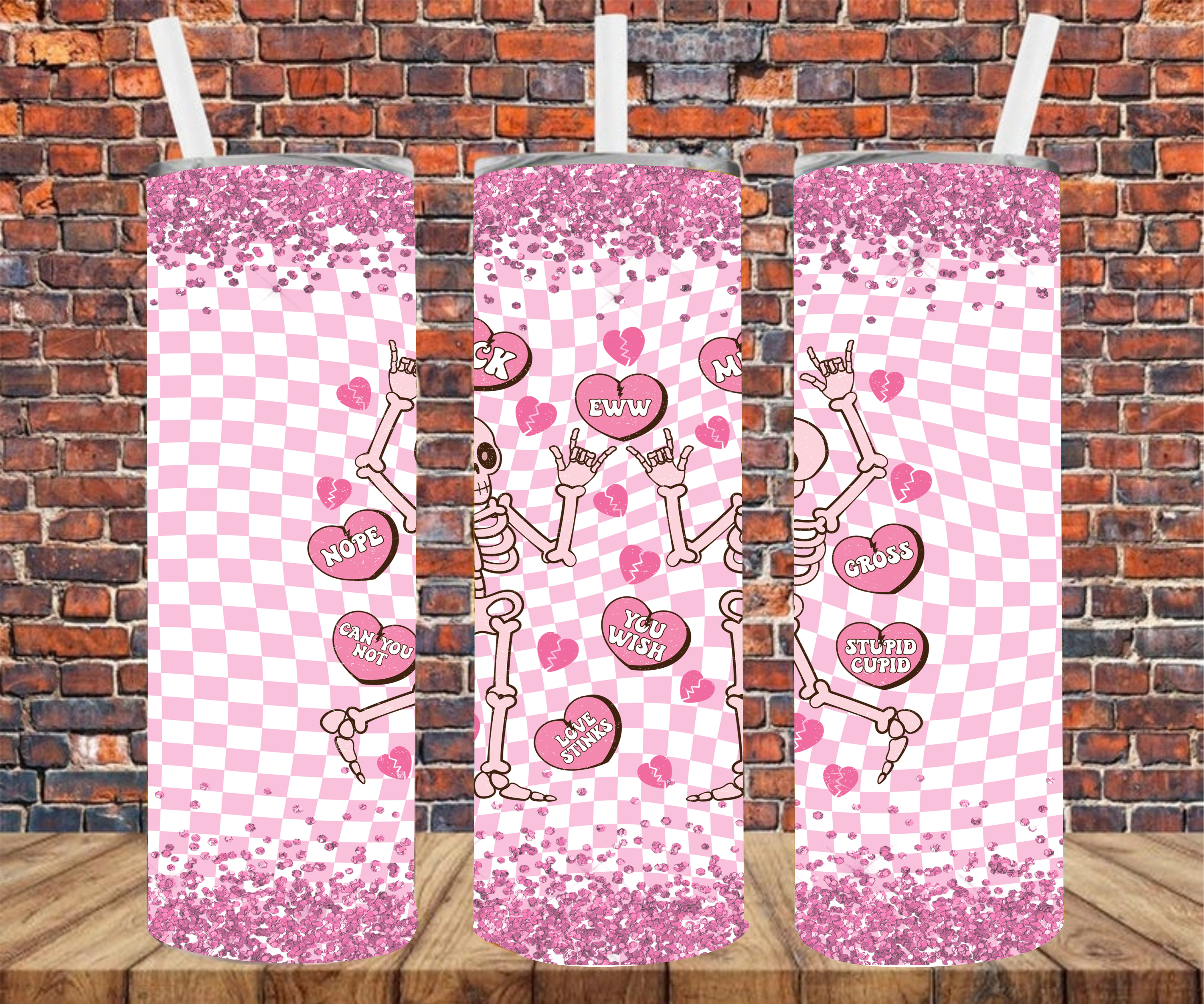 Anti-Valentine Dancing Skeletons - Tumbler Wrap - Sublimation Transfers