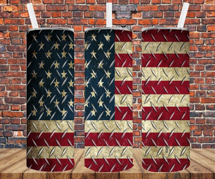 Diamond Plate American Flag - Tumbler Wrap Sublimation Transfers