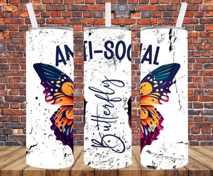 Anti-Social Butterfly - Tumbler Wrap - Sublimation Transfers