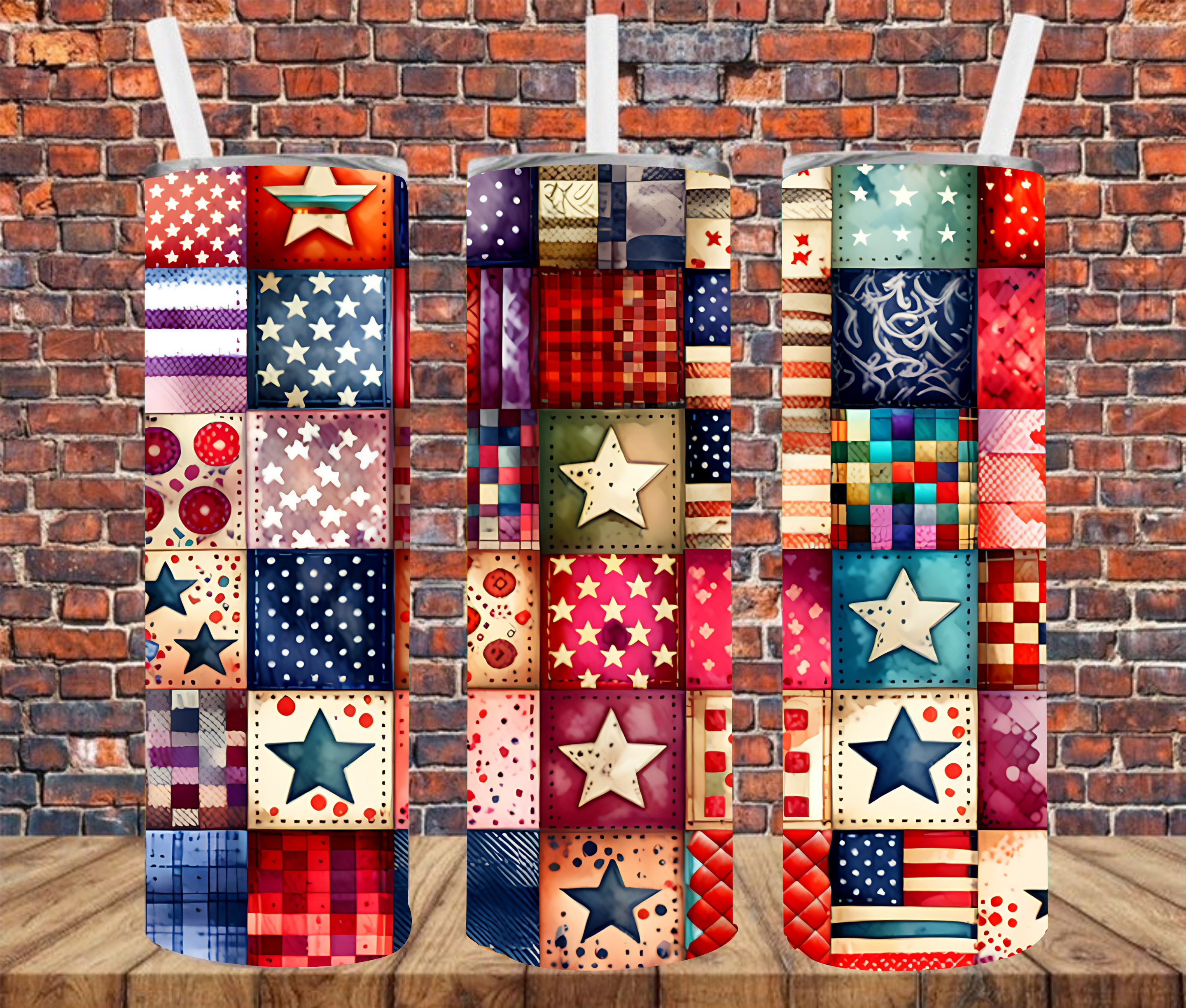 Patriotic Patchwork - Tumbler Wrap - Sublimation Transfer