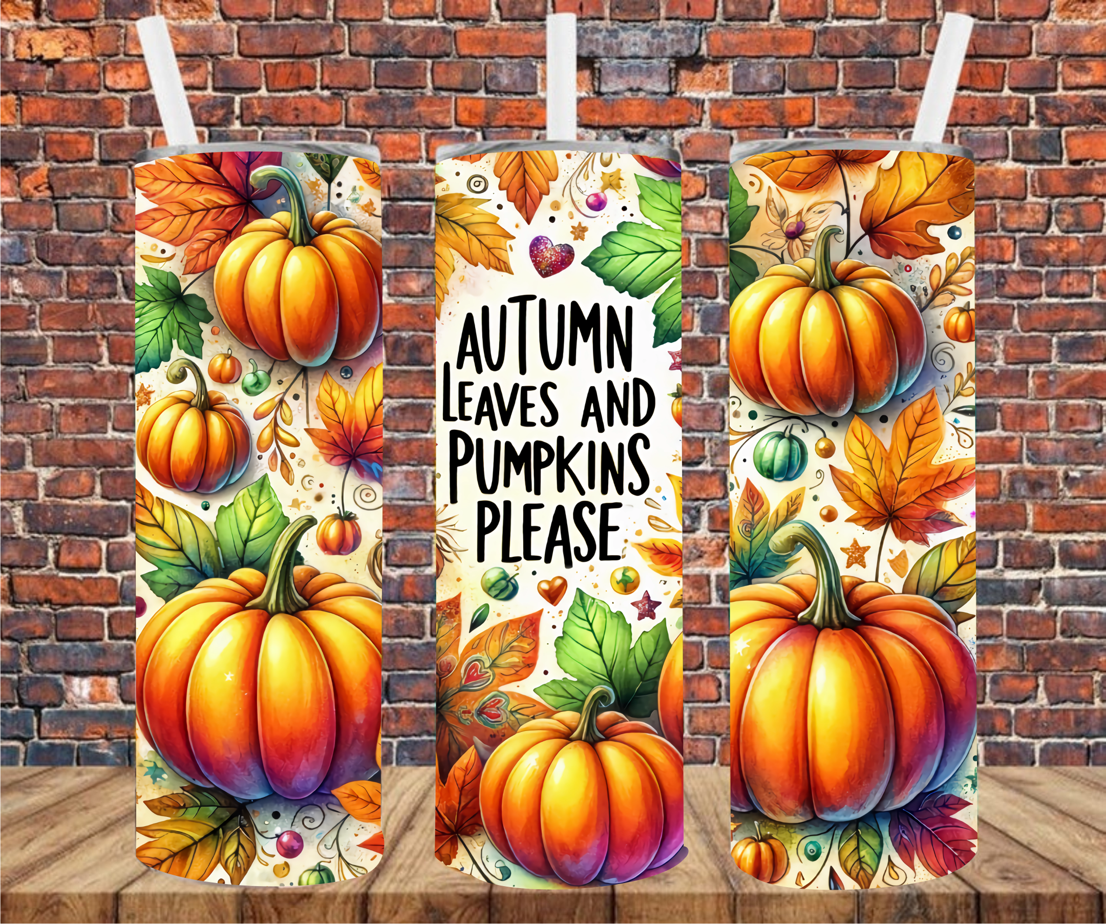 Autumn Leaves & Pumpkins Please - Tumbler Wrap - Sublimation Transfers
