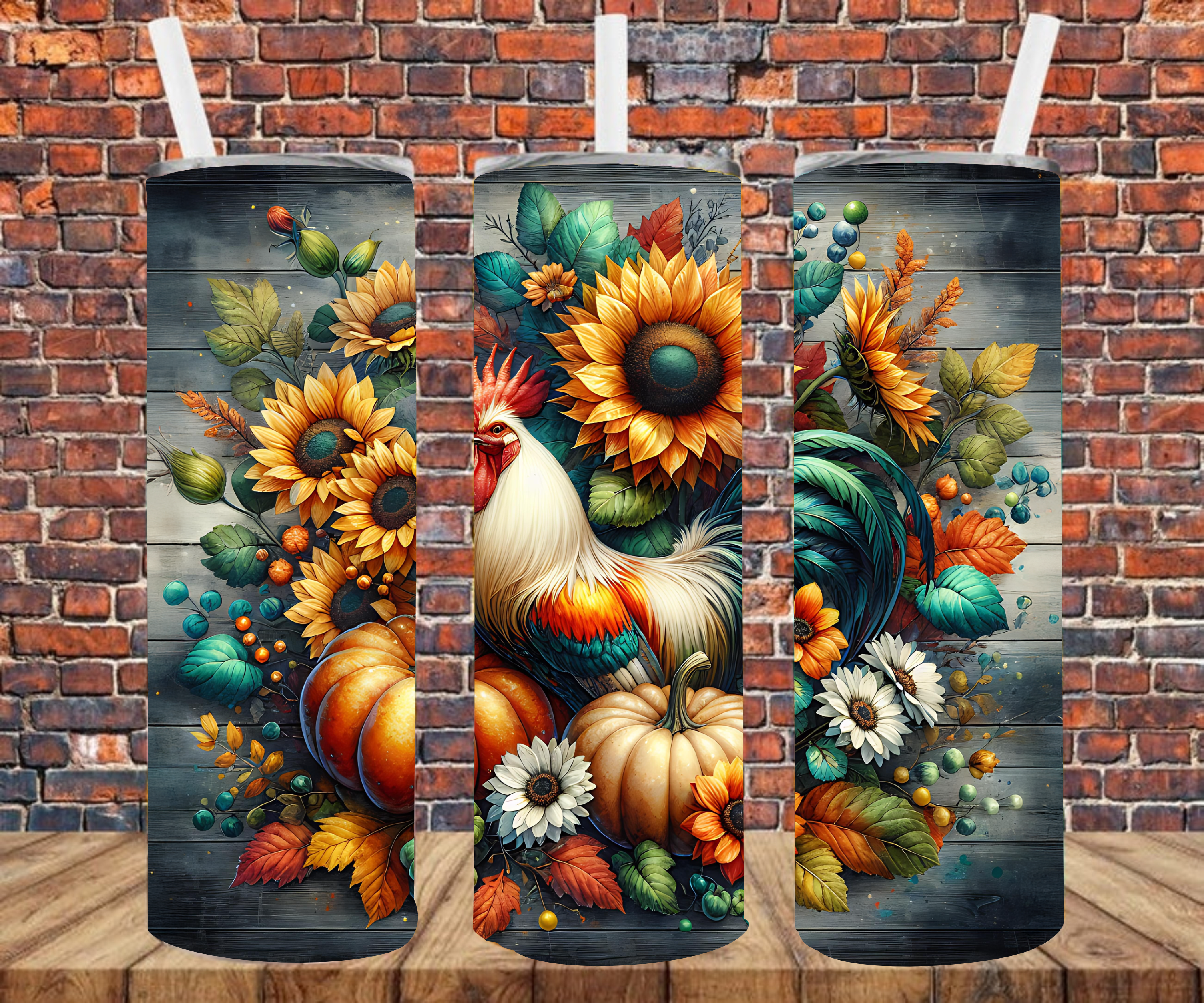 Autumn Rooster - Tumbler Wrap - Sublimation Transfers