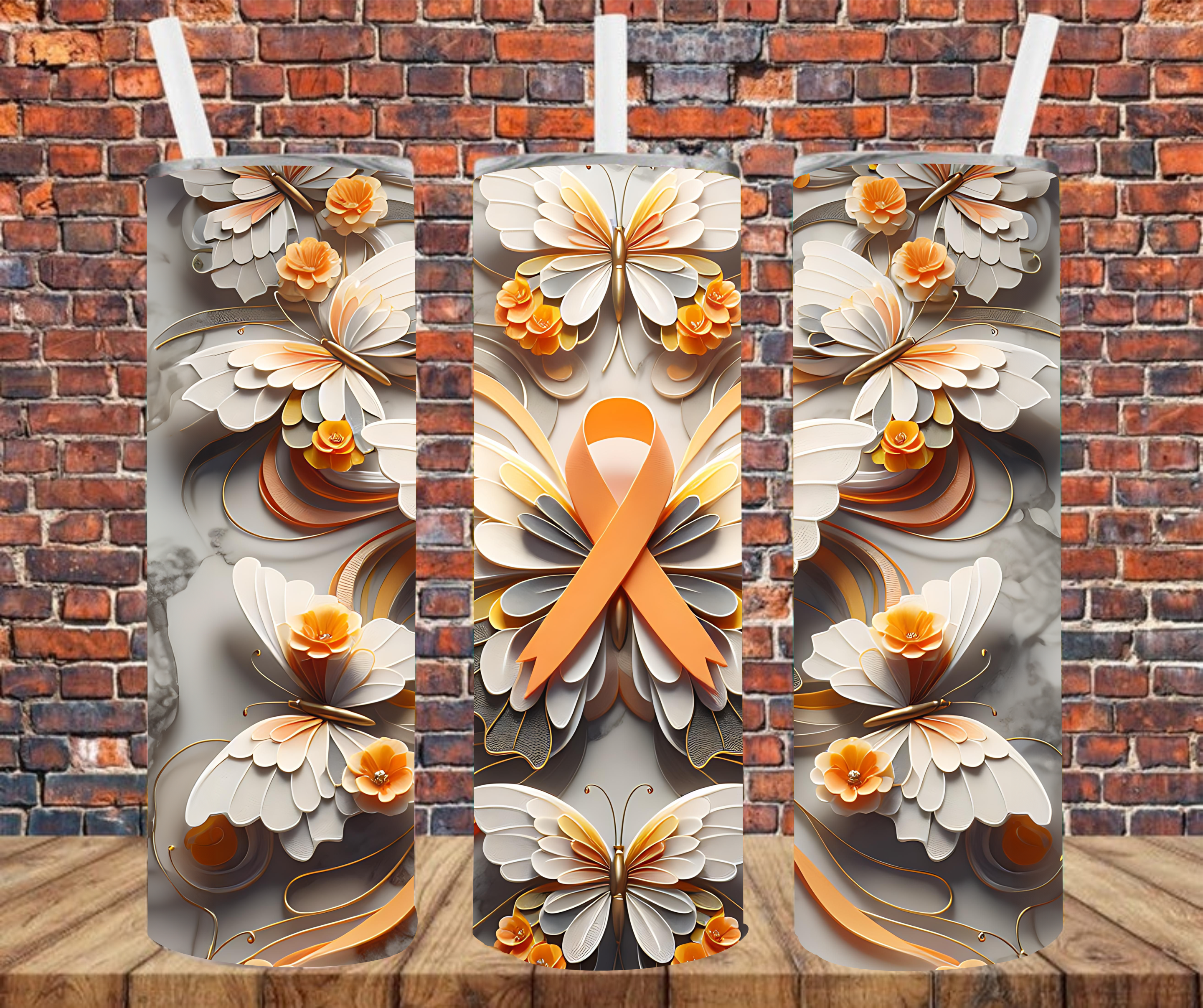 Awareness - Orange Ribbon - Tumbler Wrap - vinyl Transfers