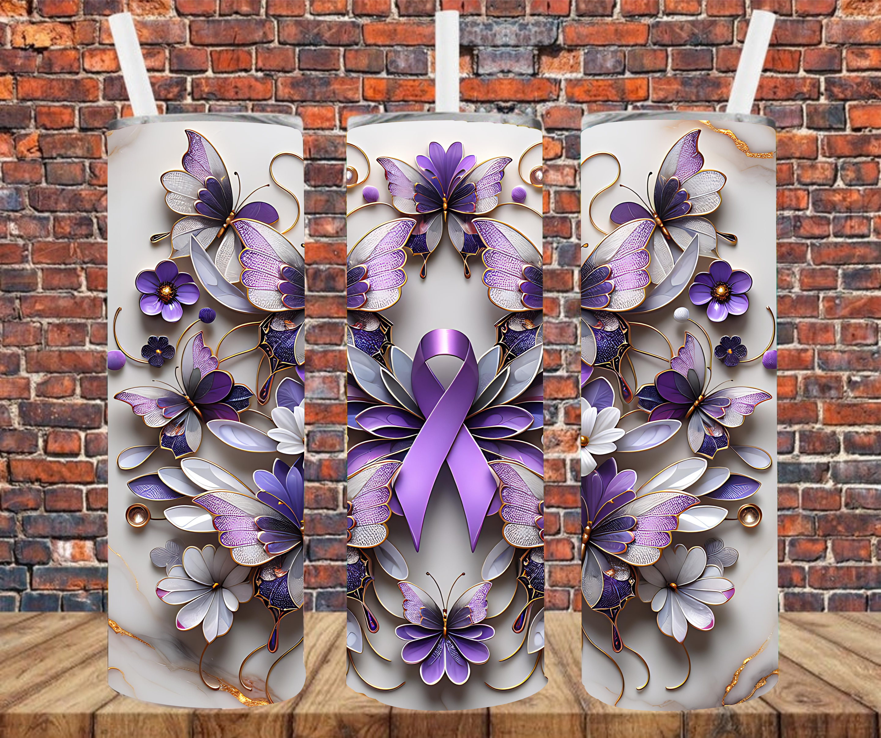 Awareness - Purple Ribbon - Tumbler Wrap - vinyl Transfers