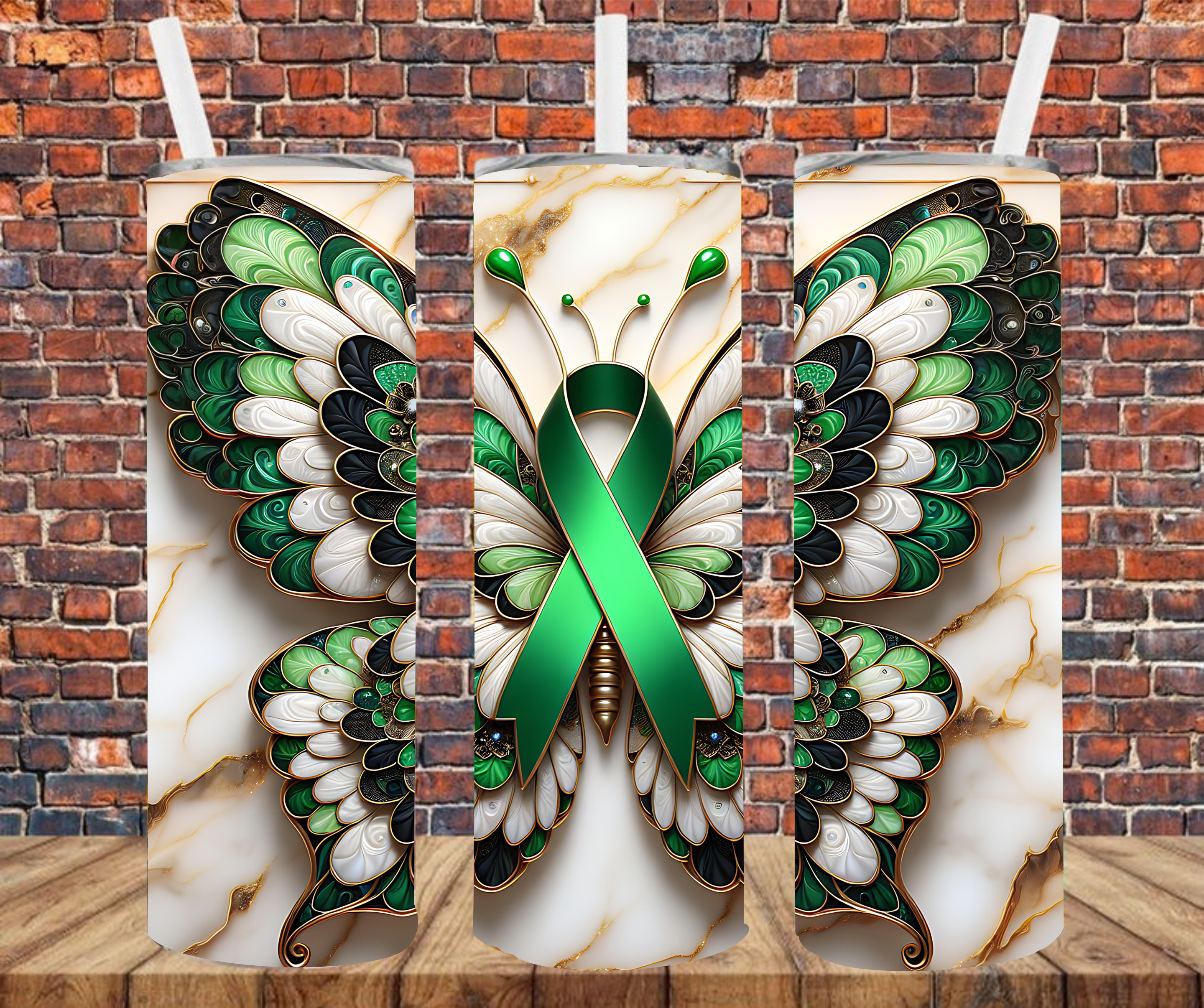 Awareness - Green Ribbon - Tumbler Wrap - vinyl Transfers