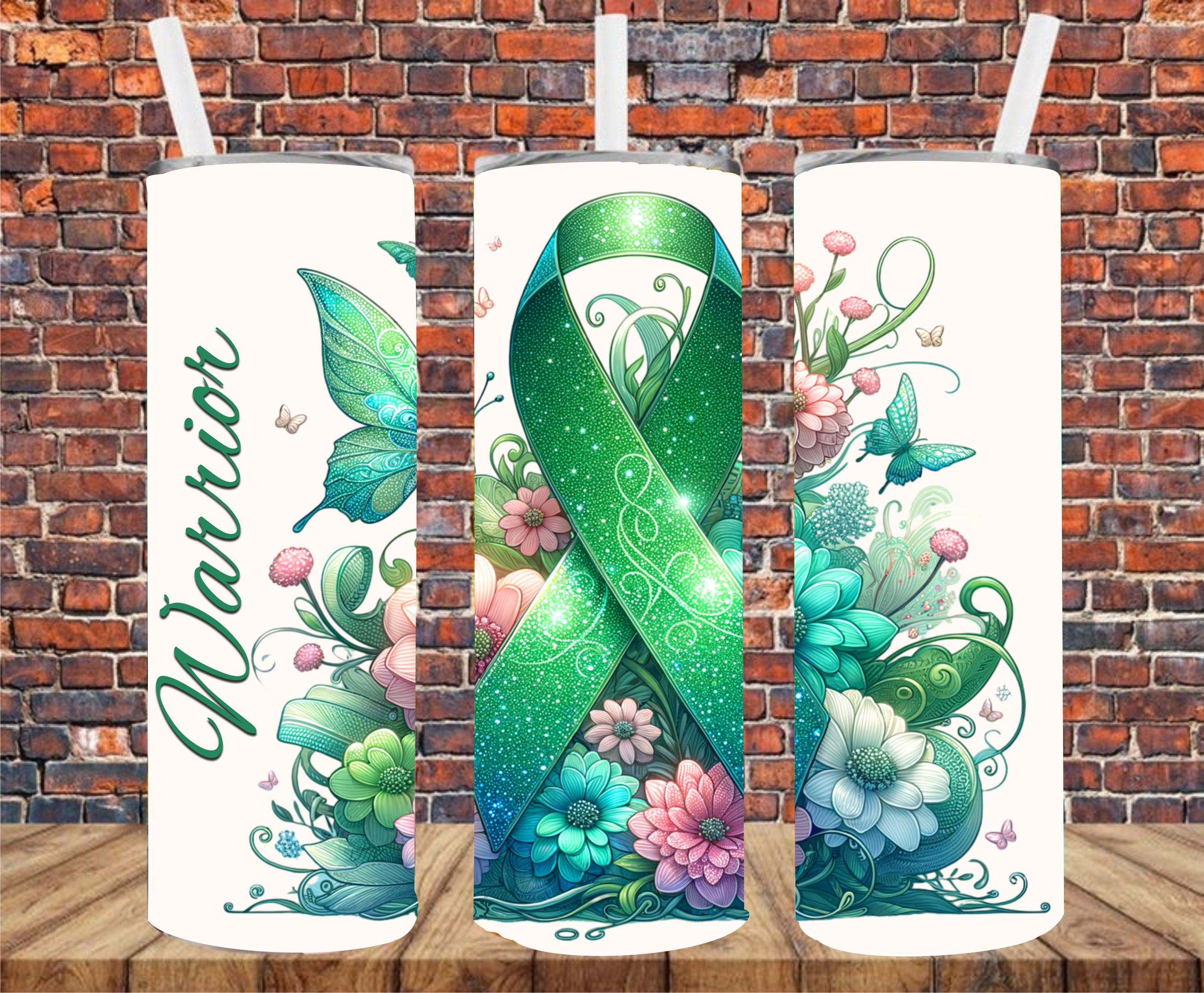 Green Ribbon Warrior - Tumbler Wrap - Vinyl Transfer