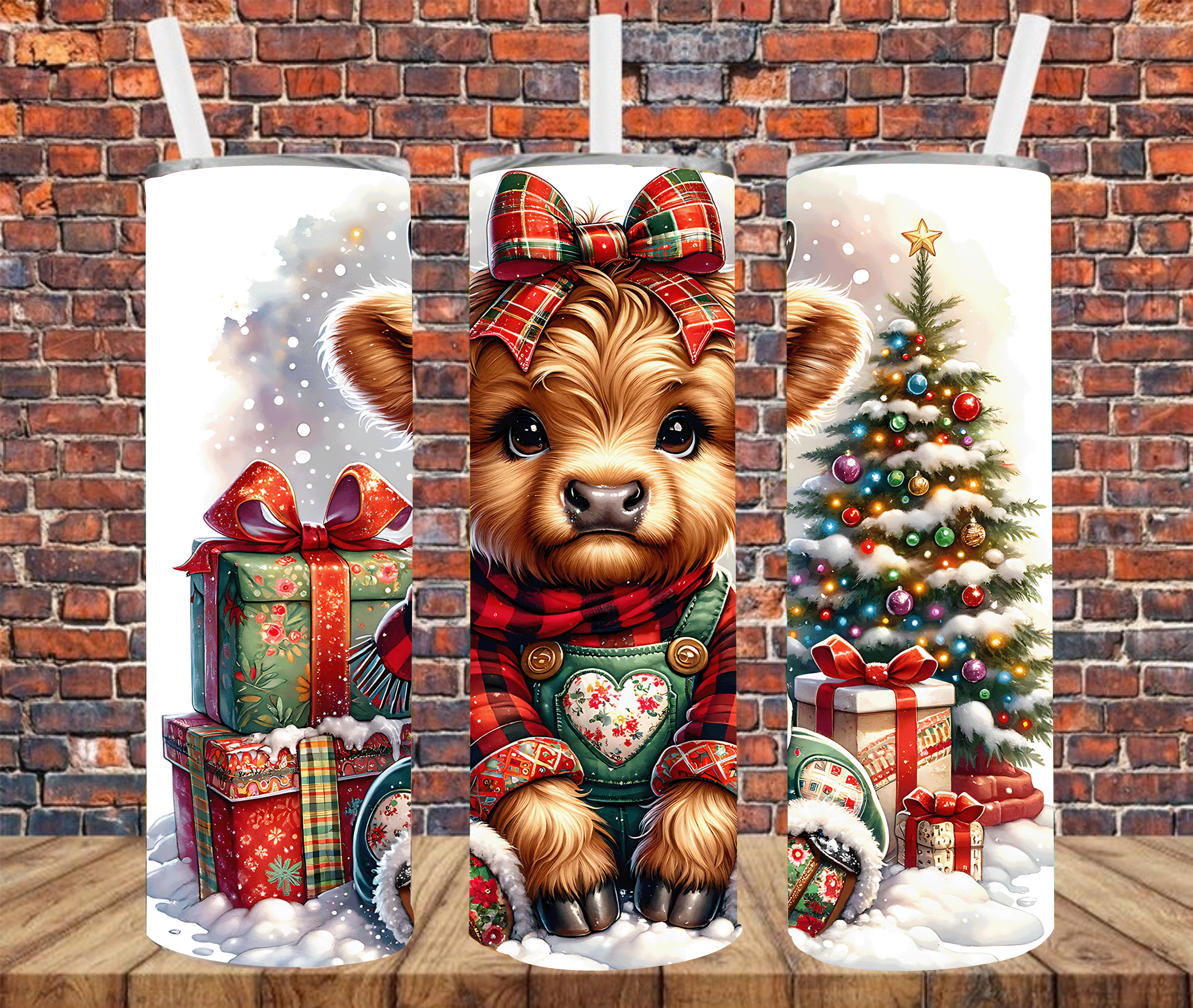 Christmas Cow - Tumbler Wrap - Sublimation Transfers