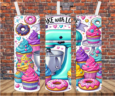 Bake With Love - Tumbler Wrap - Sublimation Transfer
