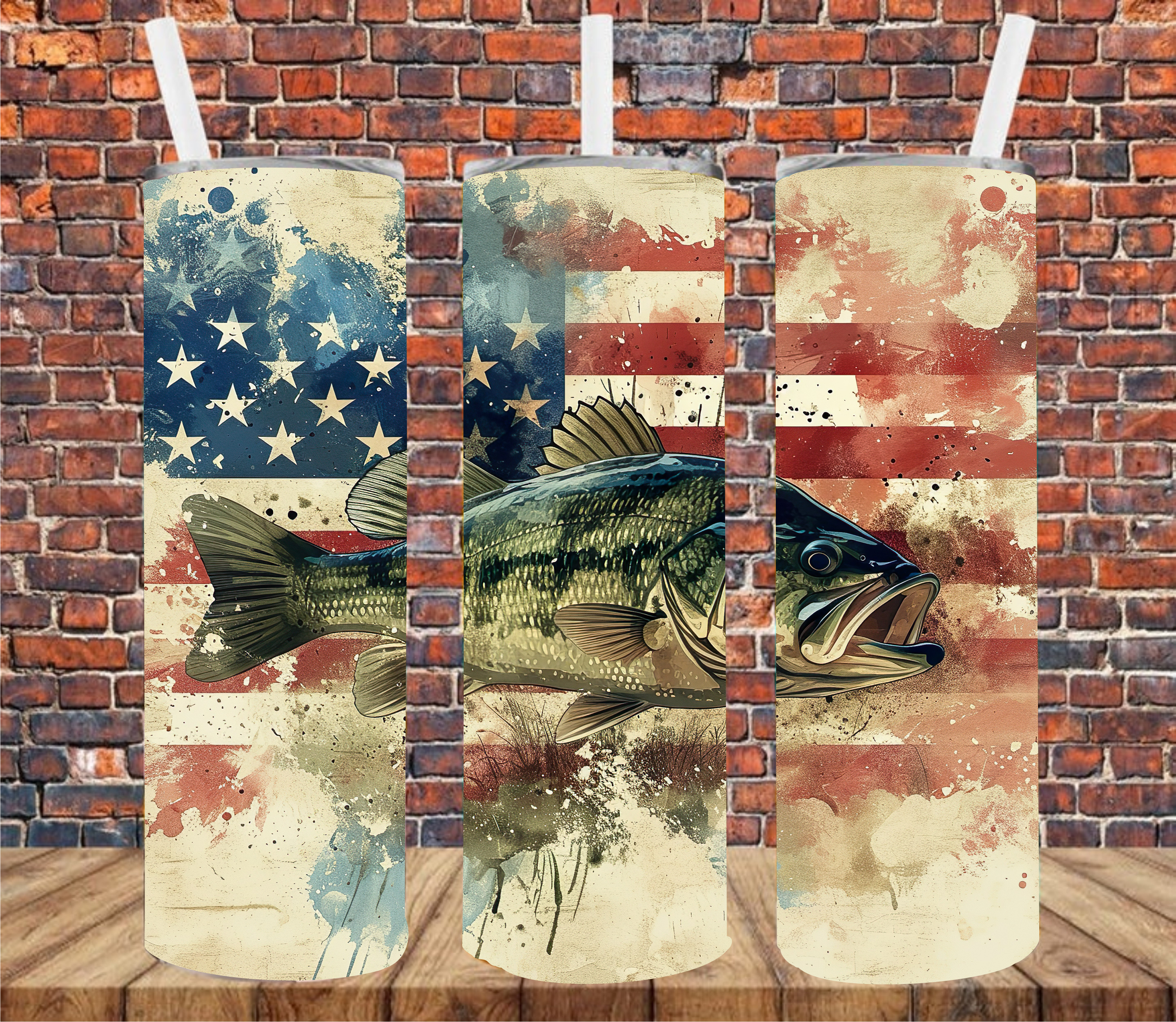 Patriotic Bass - Tumbler Wrap - Sublimation Transfer