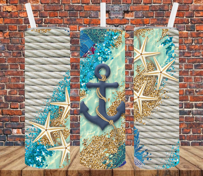 Nautical Anchor & Ropes - Tumbler Wrap Vinyl Transfers