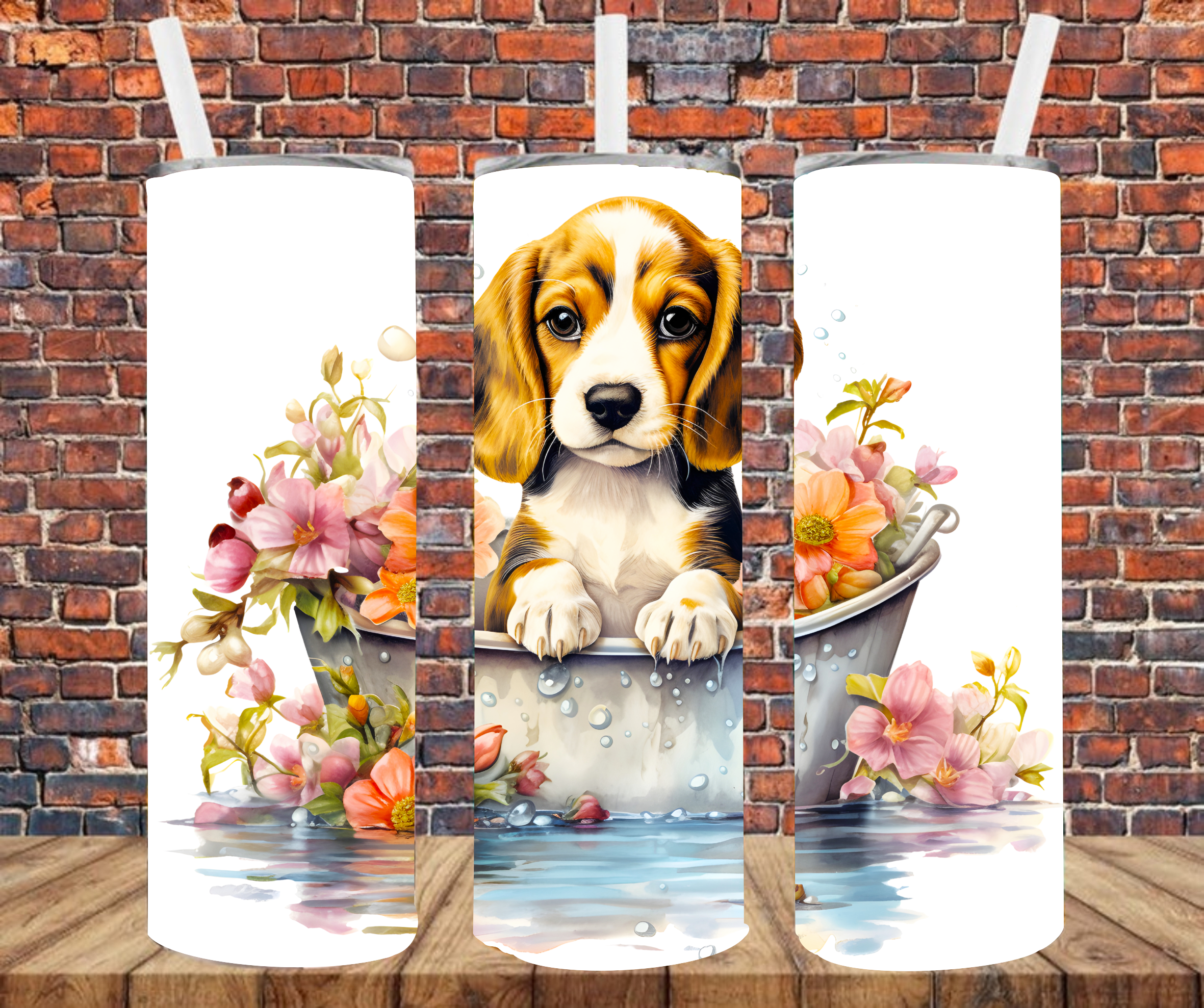 Beagle in Washtub - Tumbler Wrap - Sublimation Transfers