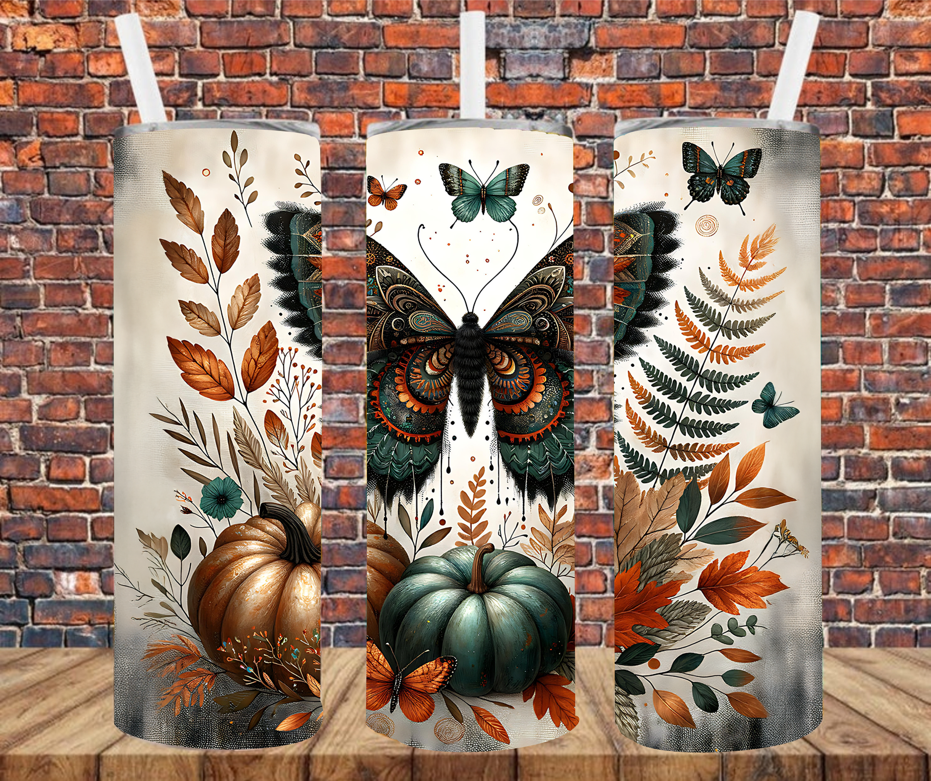 Autumn Butterfly - Tumbler Wrap - vinyl Transfers