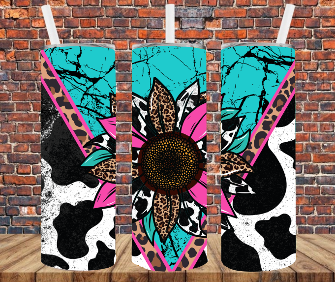 Colorful Flower & Cow Print - Tumbler Wrap - Sublimation Transfers