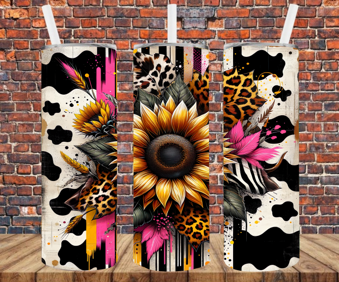 Sunflower Cow Stripes Leopard - Tumbler Wrap - Sublimation Transfers