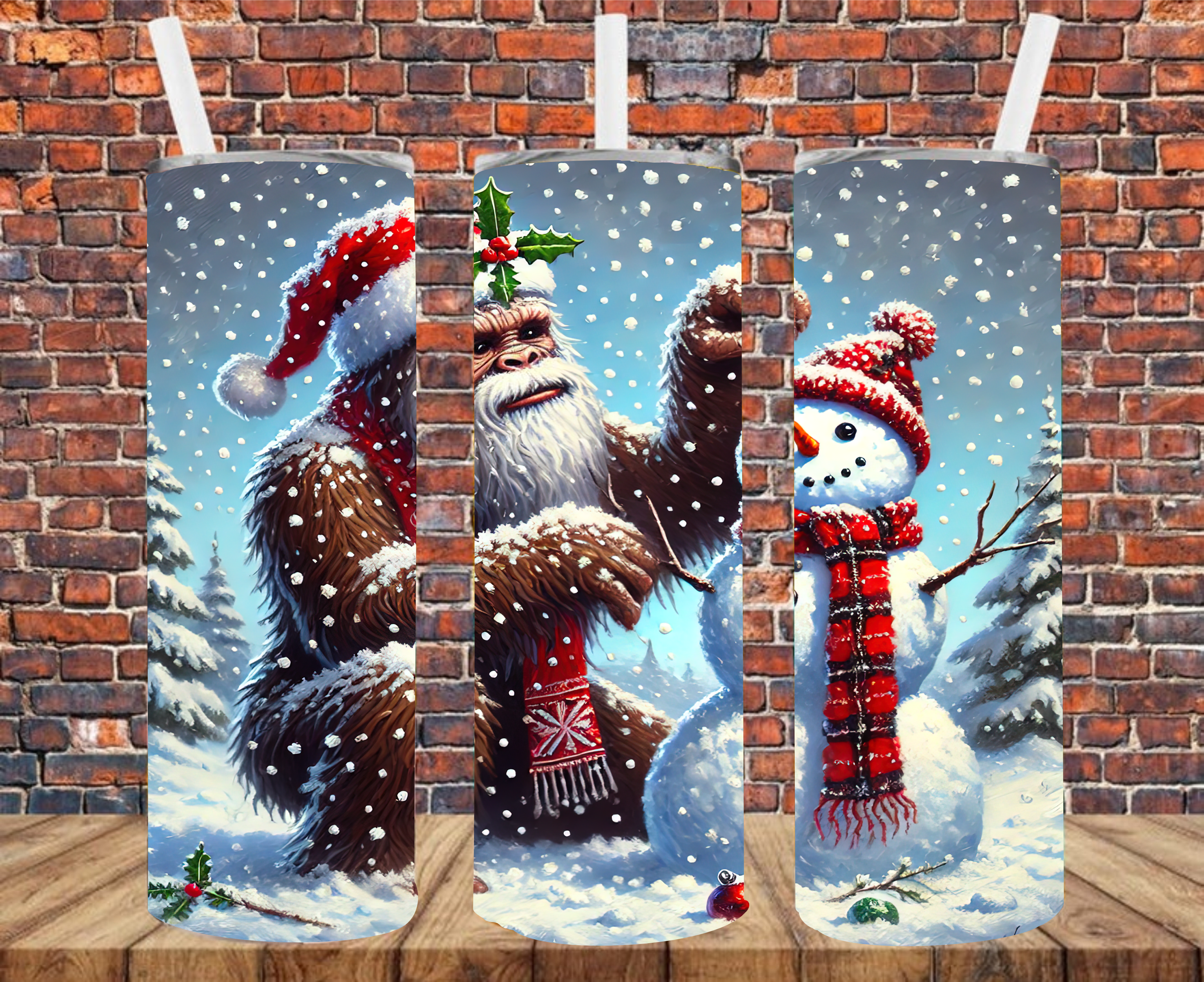 Bigfoot & Snowman - Tumbler Wrap - Sublimation Transfers